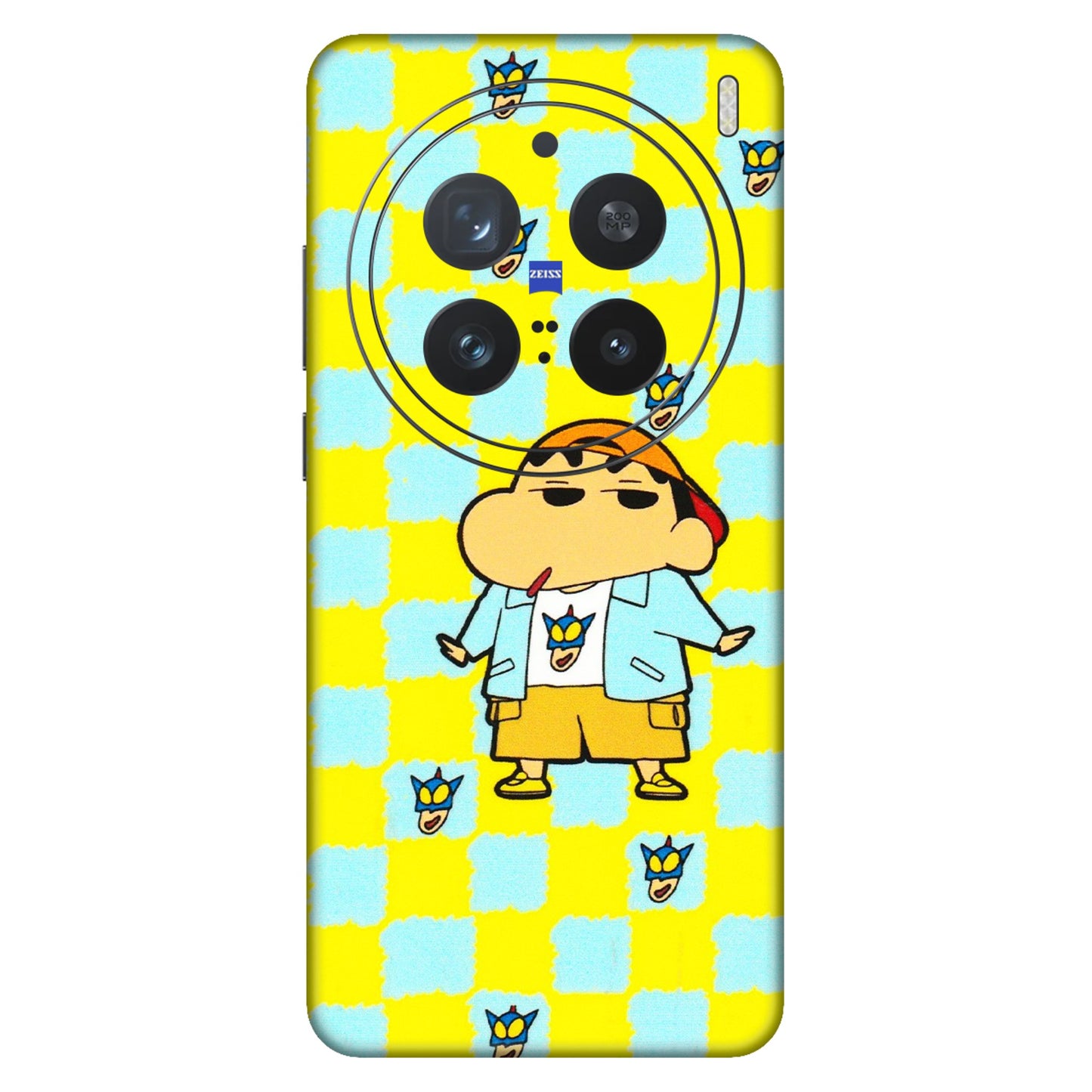 VIVO Z/V/X/T/U/S Series Phone Skins (All Models) - Yellow Blue Shinchan Cute - 3D Embossed Finish (L-221) Vivo X200 Pro (5G)