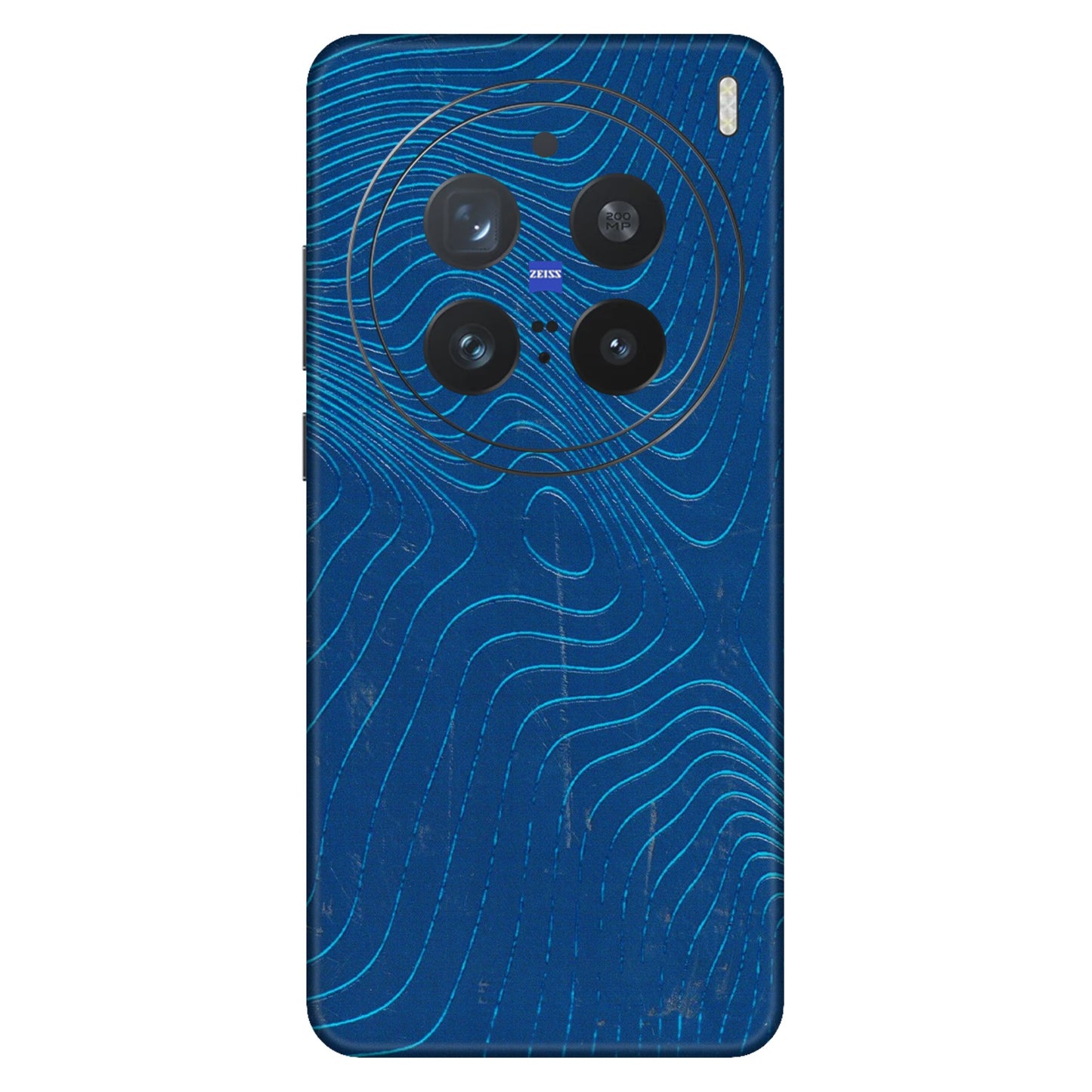 VIVO Z/V/X/T/U/S Series Phone Skins (All Models) - Abstract Blue Line Map - 3D Embossed Finish (L-272) Vivo X200 Pro (5G)