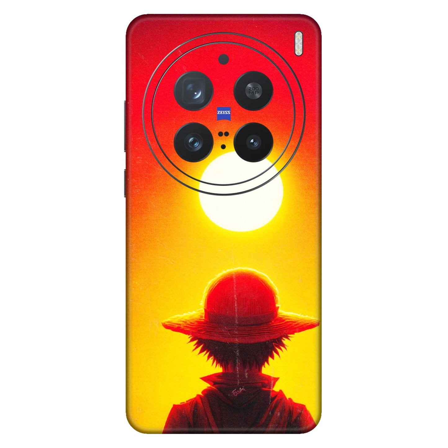 VIVO Z/V/X/T/U/S Series Phone Skins (All Models) - Cool Sunset With Monkey D.Luffy Anime - 3D Embossed Finish (L-329) Vivo X200 Pro (5G)