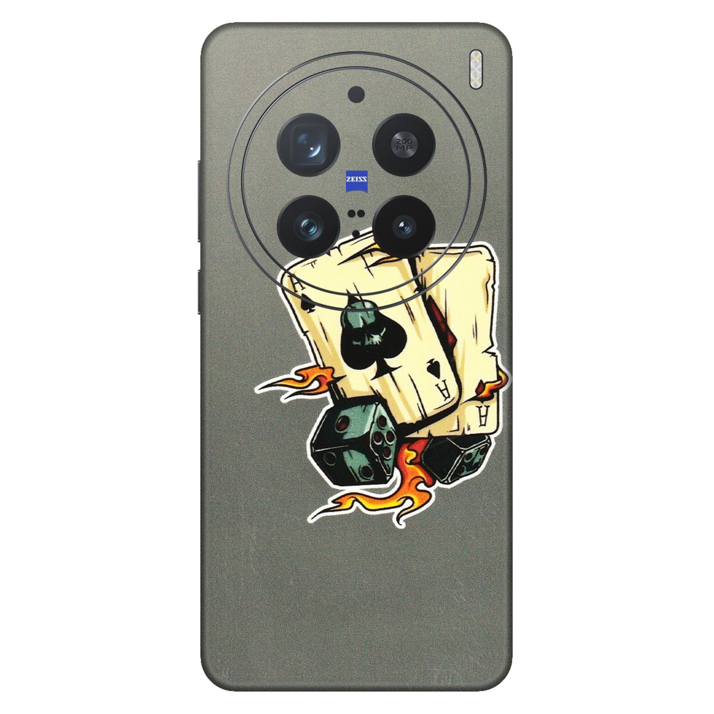 VIVO Z/V/X/T/U/S Series Phone Skins (All Models) - Grey Cards Of Ace - 3D Embossed Finish (L-77) Vivo X200 Pro (5G)