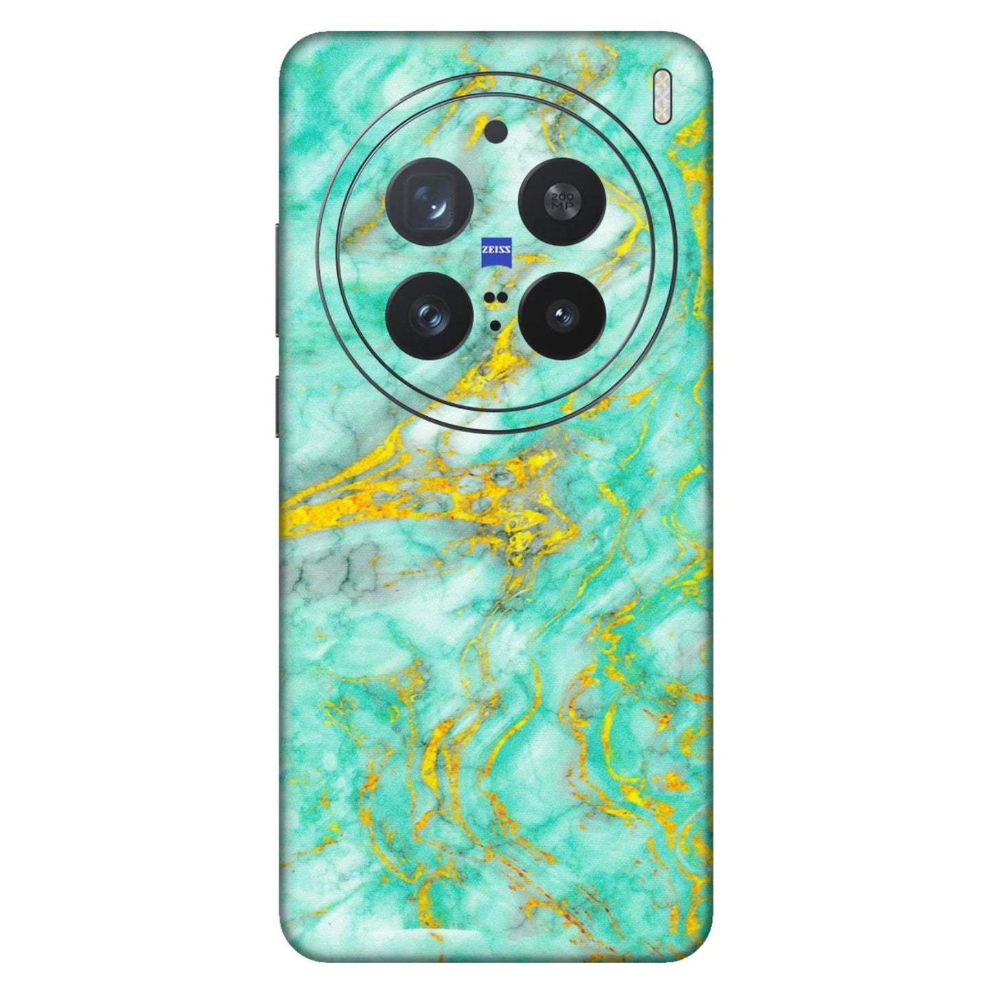 VIVO Z/V/X/T/U/S Series Phone Skins (All Models) - Green And Gold Marble Feel - Matte Finish (M-16) Vivo X200 Pro (5G)