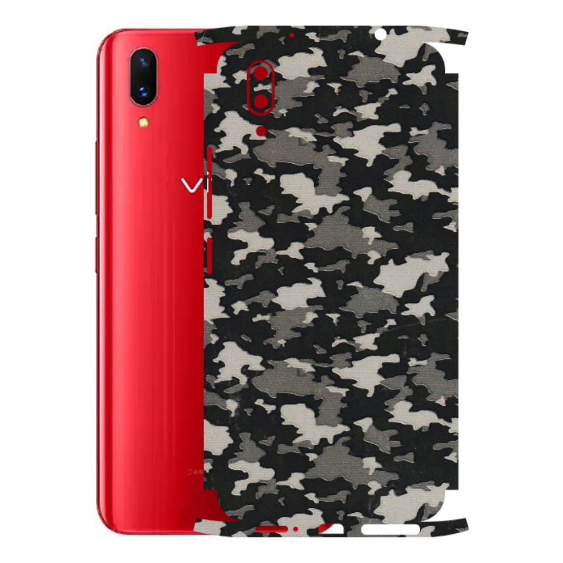 VIVO Z/V/X/T/U/S Series Phone Skins (All Models) - Black/Grey Camoflaunge - 3D Embossed Finish (L-142) Vivo X21