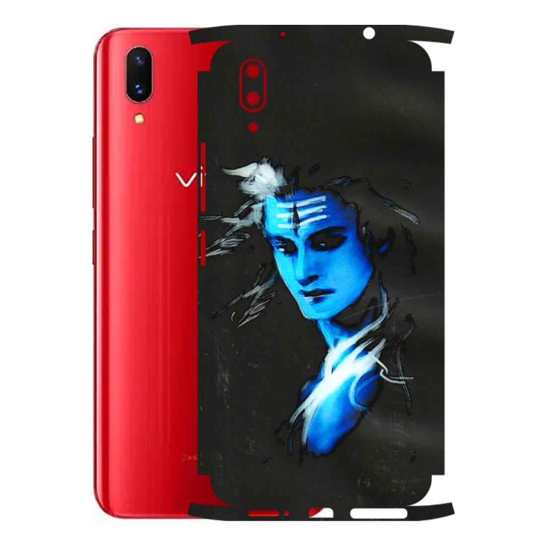 VIVO Z/V/X/T/U/S Series Phone Skins (All Models) - Har Har Mahadev Blue/Black - 3D Embossed Finish (L-185) Vivo X21