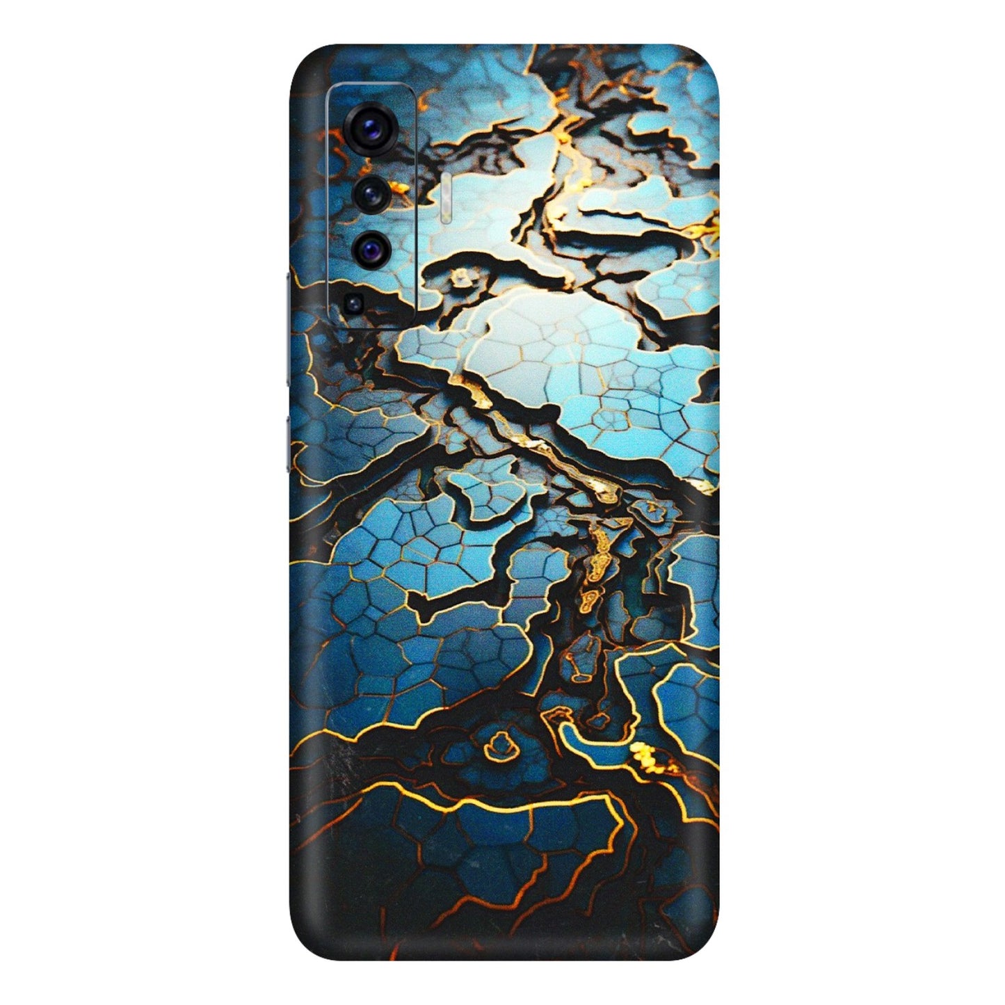 VIVO Z/V/X/T/U/S Series Phone Skins (All Models) - Blue Gold Abstract - 3D Embossed Finish (L-11) Vivo X50