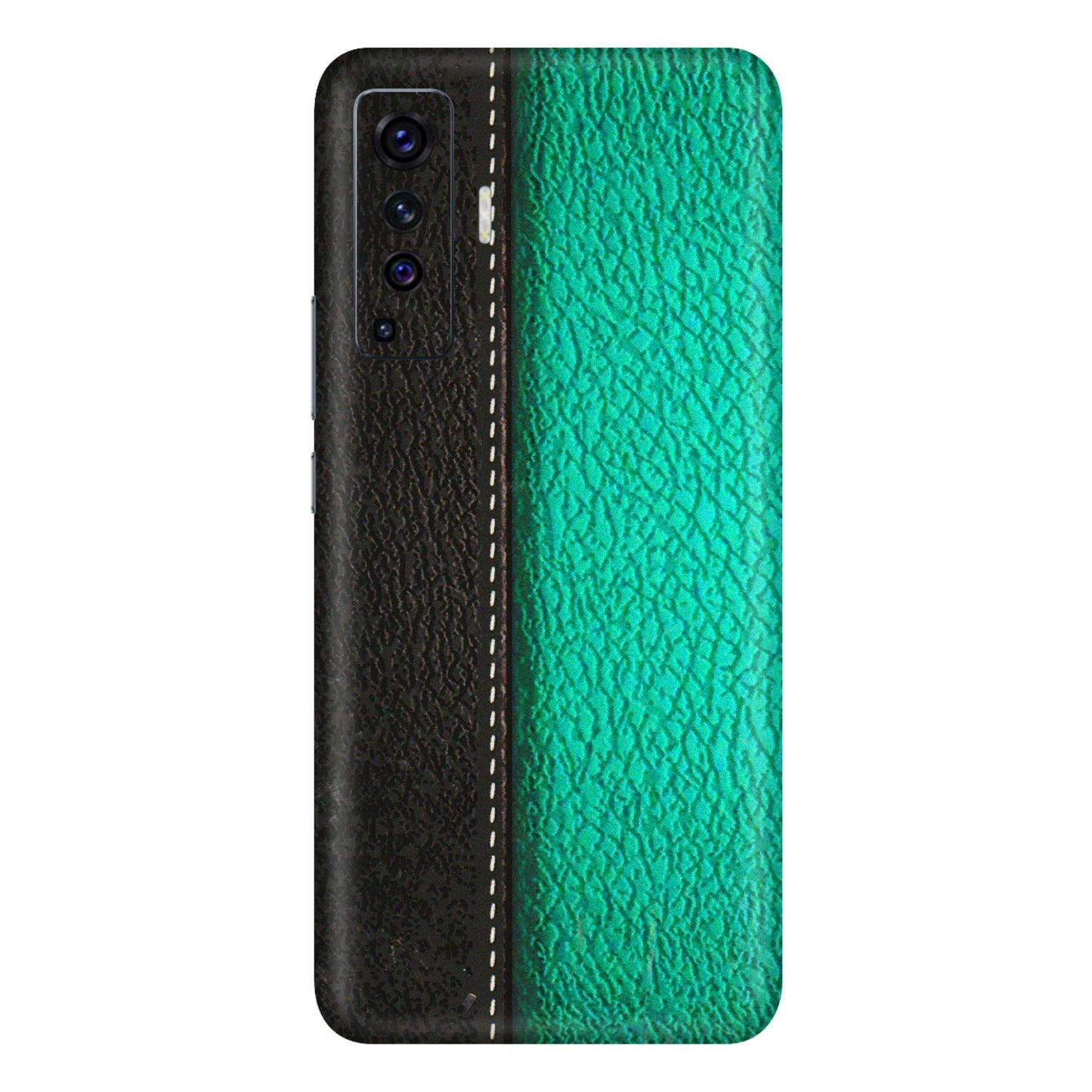 VIVO Z/V/X/T/U/S Series Phone Skins (All Models) - Black Green Dual Leather Stich - 3D Embossed Finish (L-233) Vivo X50