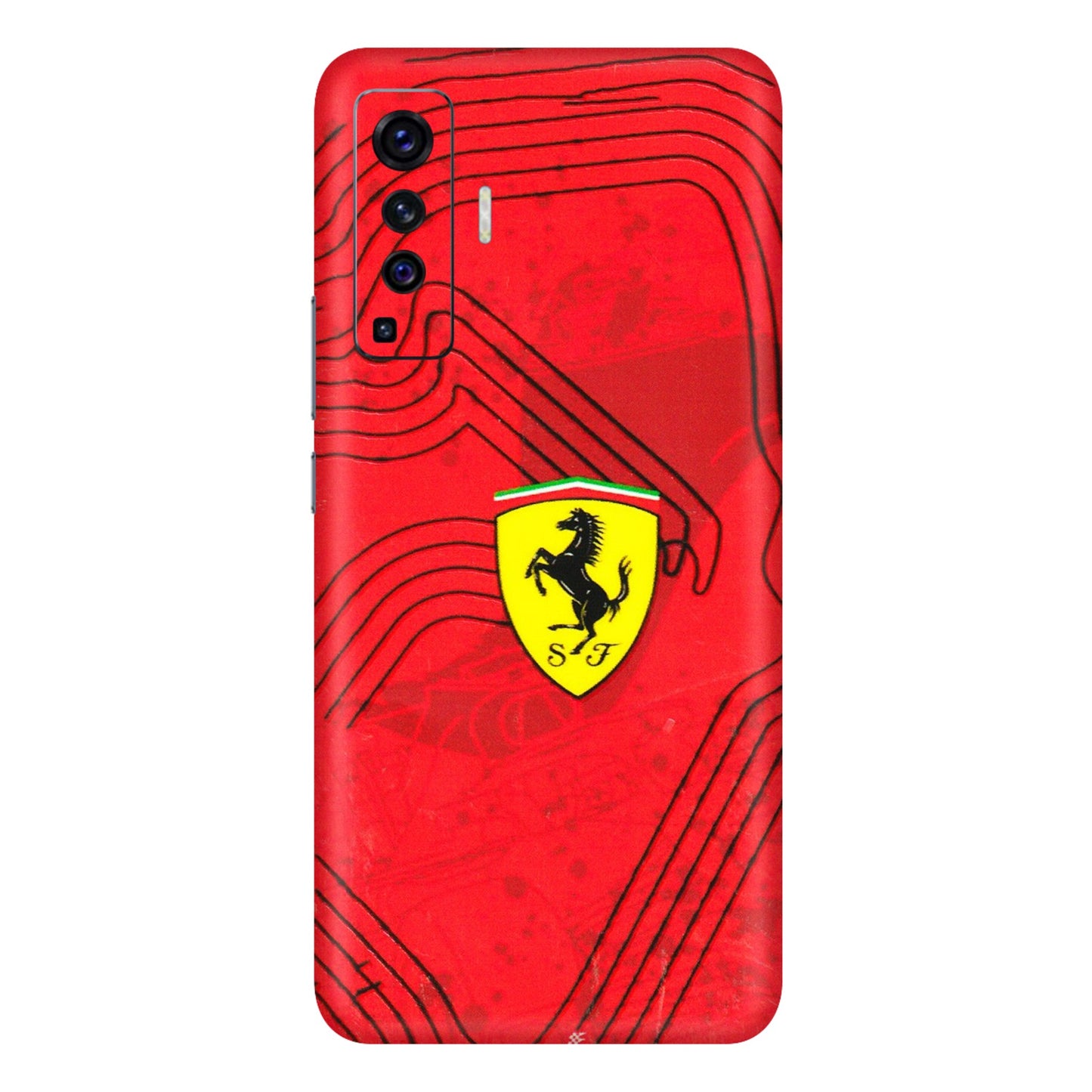 VIVO Z/V/X/T/U/S Series Phone Skins (All Models) - Red Ferrari Logo Stylish - 3D Embossed Finish (L-238) Vivo X50