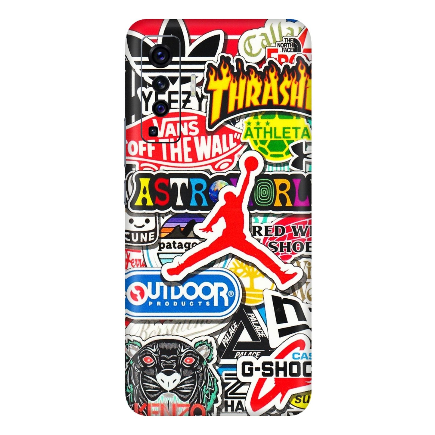 VIVO Z/V/X/T/U/S Series Phone Skins (All Models) - Multi Brands Sticker Graffiti - 3D Embossed Finish (L-37) Vivo X50