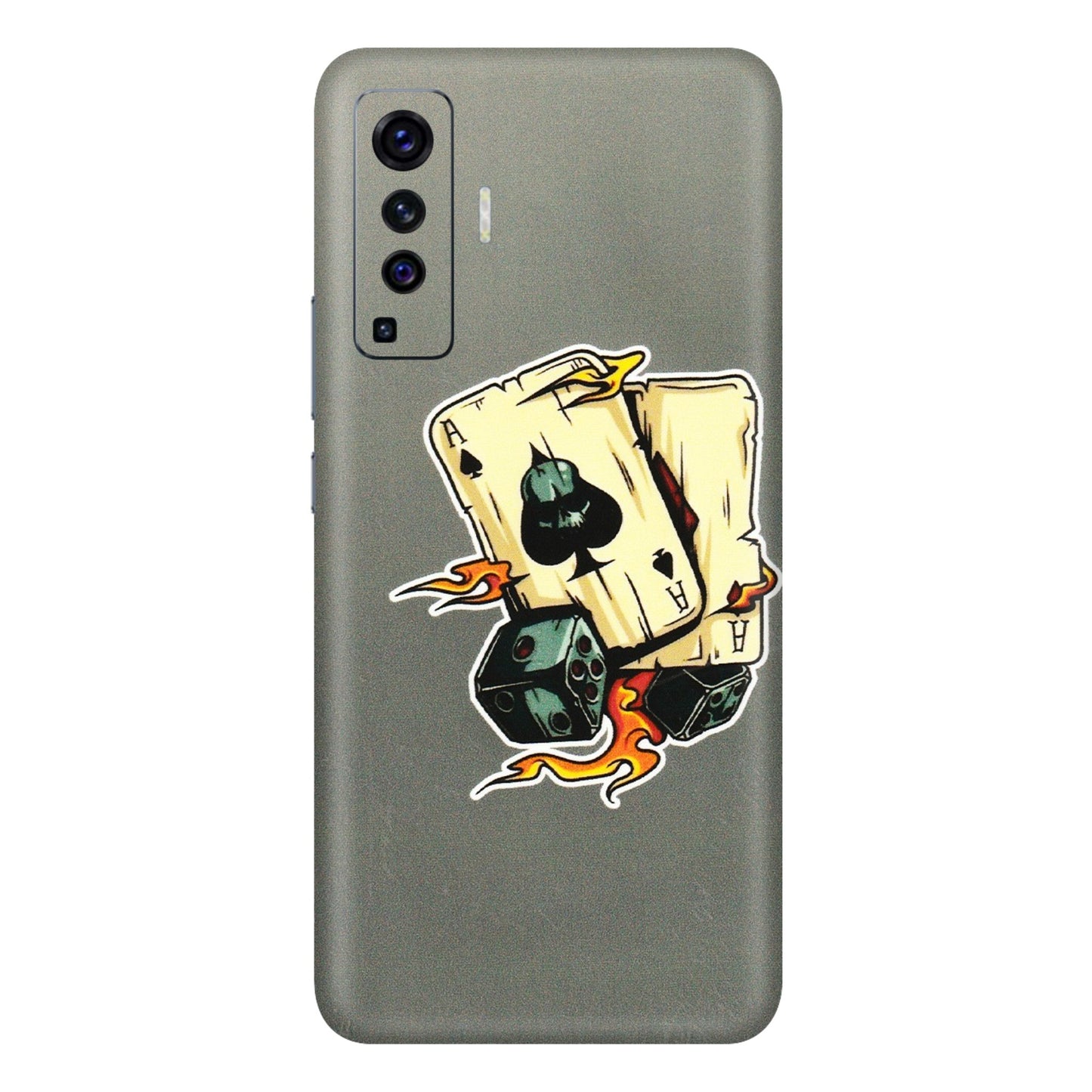 VIVO Z/V/X/T/U/S Series Phone Skins (All Models) - Grey Cards Of Ace - 3D Embossed Finish (L-77) Vivo X50