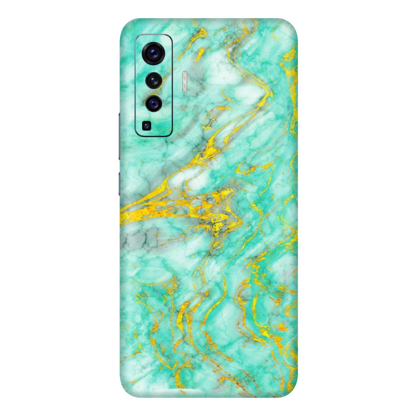 VIVO Z/V/X/T/U/S Series Phone Skins (All Models) - Green And Gold Marble Feel - Matte Finish (M-16) Vivo X50