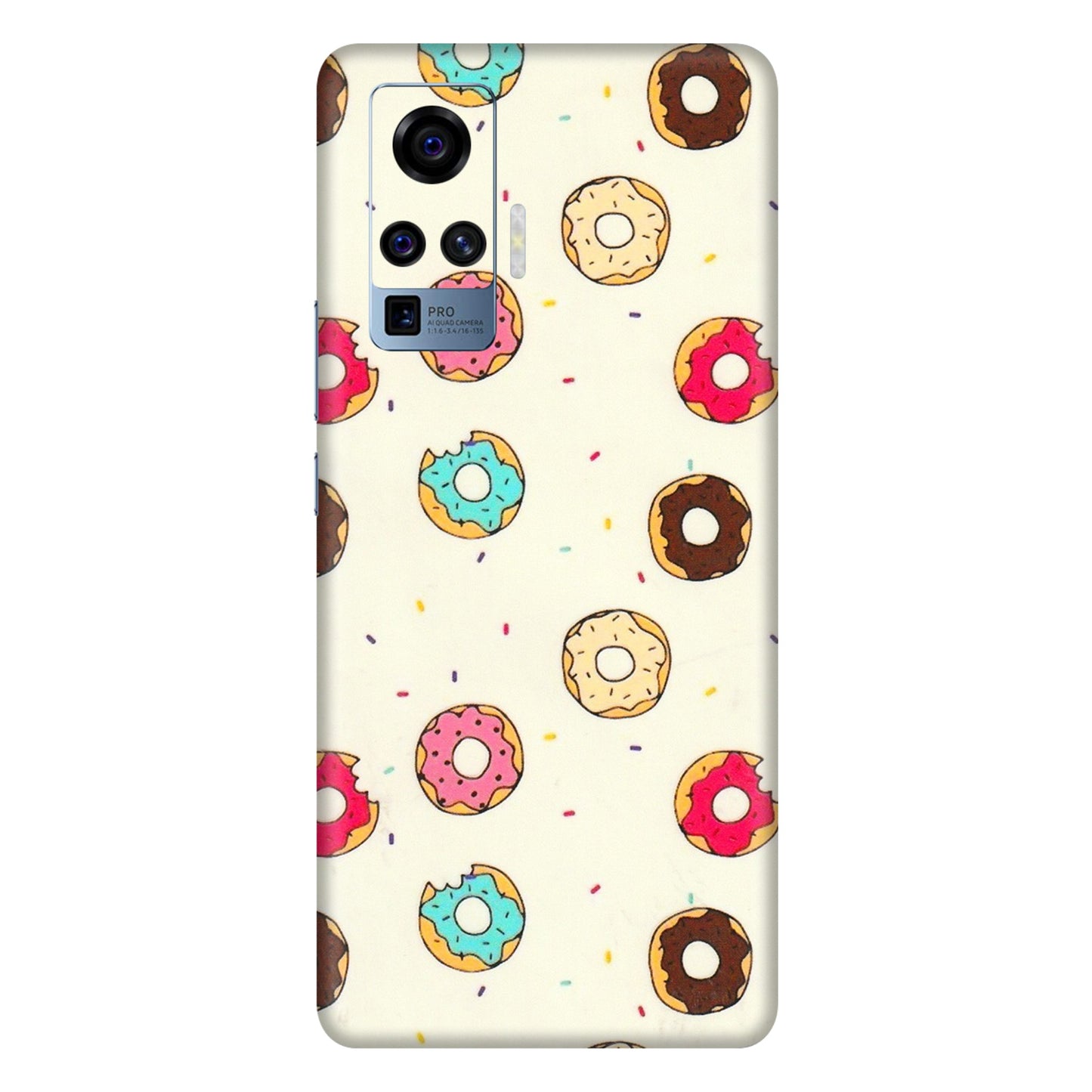 VIVO Z/V/X/T/U/S Series Phone Skins (All Models) - Mini Donuts Doodle Art - 3D Embossed Finish (L-122) Vivo X50 Pro