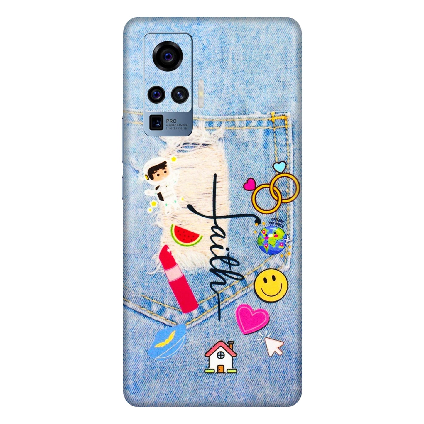 VIVO Z/V/X/T/U/S Series Phone Skins (All Models) - Denim Jeans Pocket - 3D Embossed Finish (L-134) Vivo X50 Pro