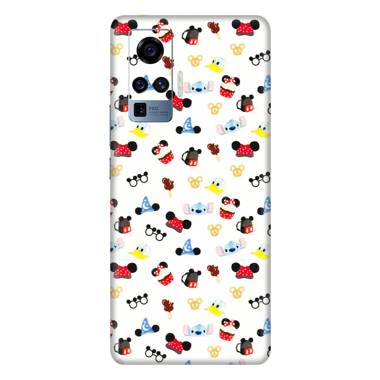 VIVO Z/V/X/T/U/S Series Phone Skins (All Models) - Minnie Mouse & Donald Doodles s - 3D Embossed Finish (L-194) Vivo X50 Pro