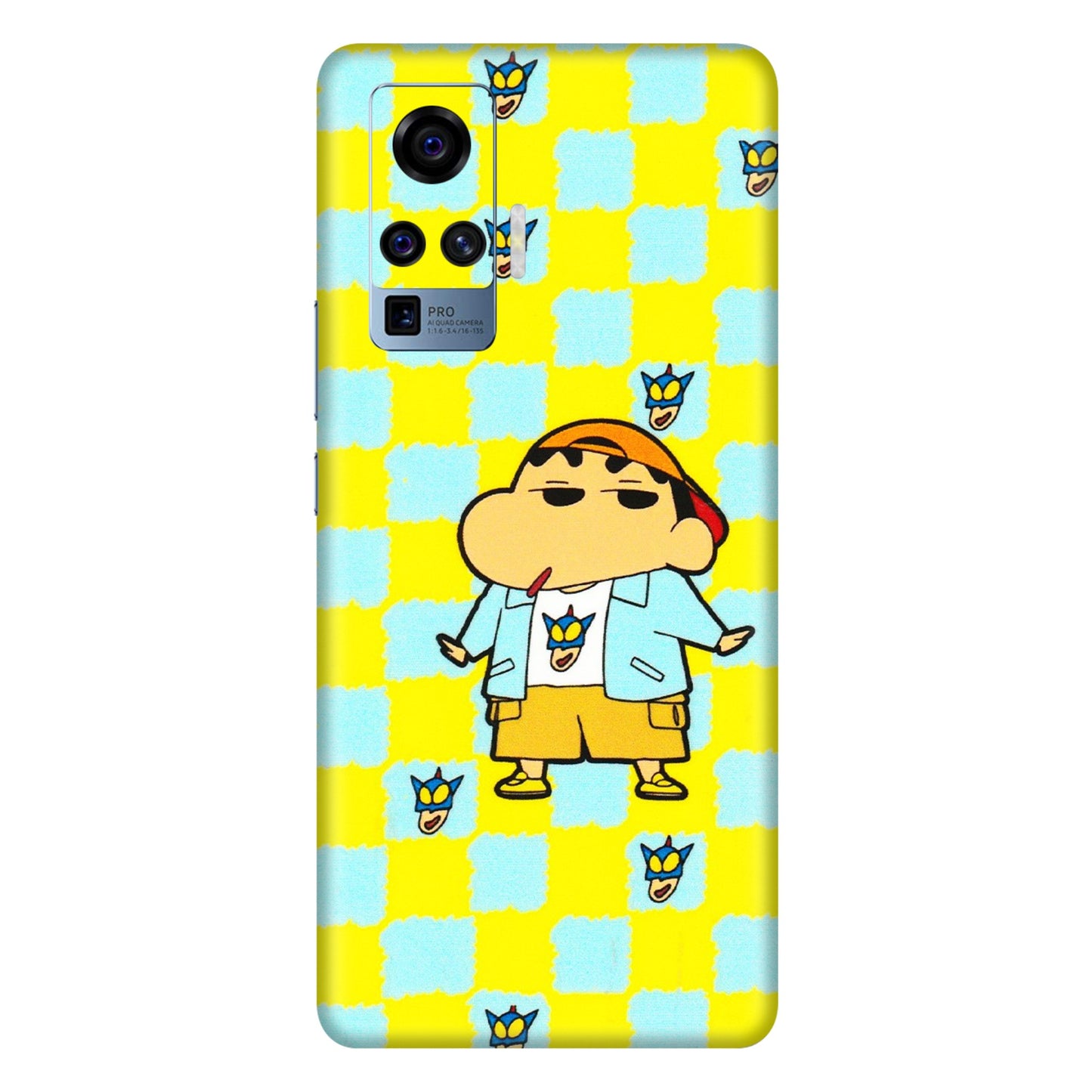 VIVO Z/V/X/T/U/S Series Phone Skins (All Models) - Yellow Blue Shinchan Cute - 3D Embossed Finish (L-221) Vivo X50 Pro