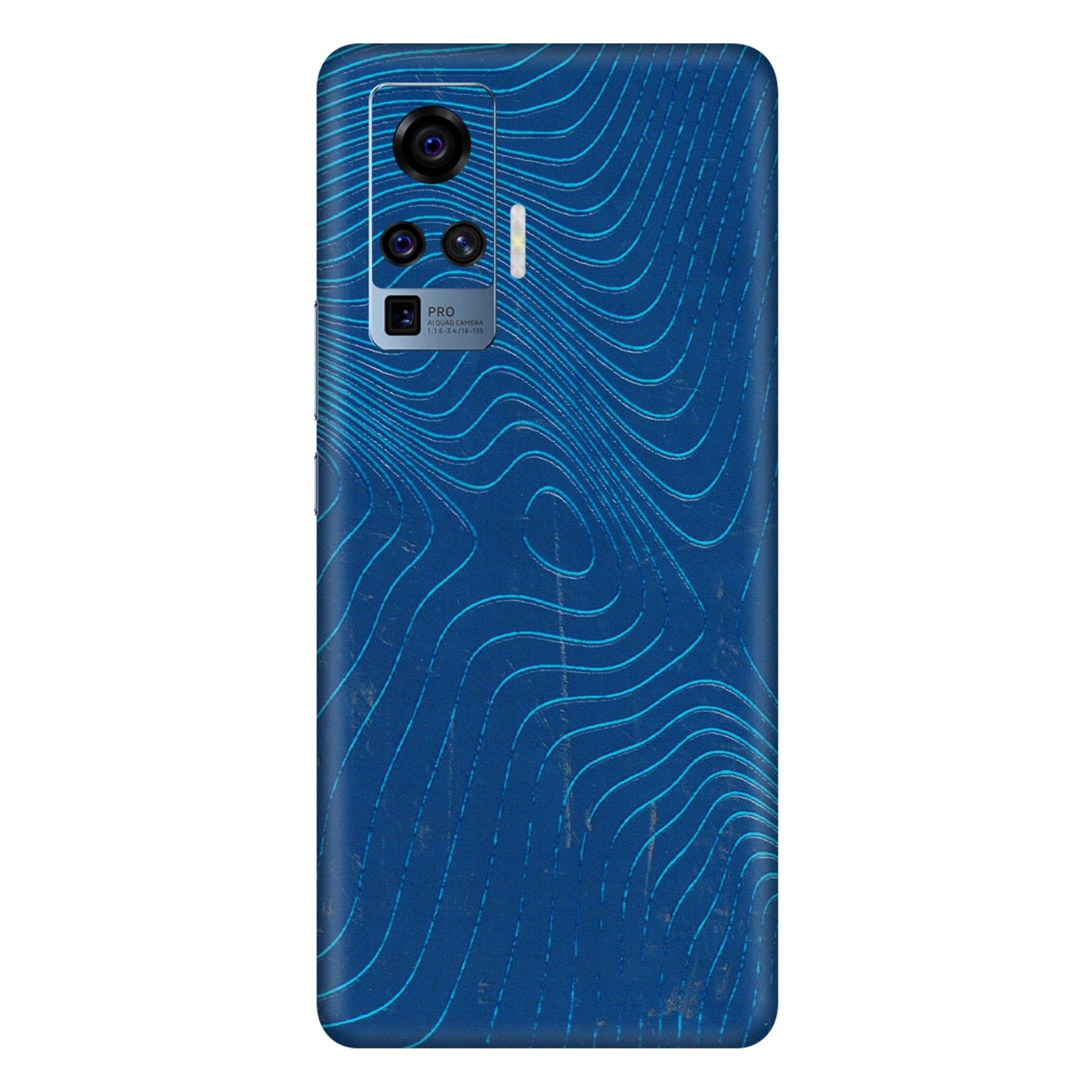 VIVO Z/V/X/T/U/S Series Phone Skins (All Models) - Abstract Blue Line Map - 3D Embossed Finish (L-272) Vivo X50 Pro