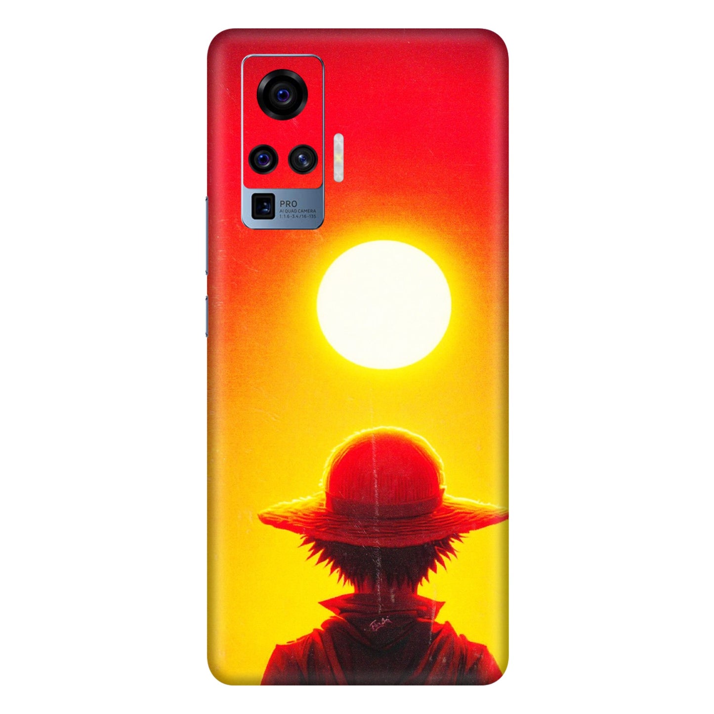 VIVO Z/V/X/T/U/S Series Phone Skins (All Models) - Cool Sunset With Monkey D.Luffy Anime - 3D Embossed Finish (L-329) Vivo X50 Pro