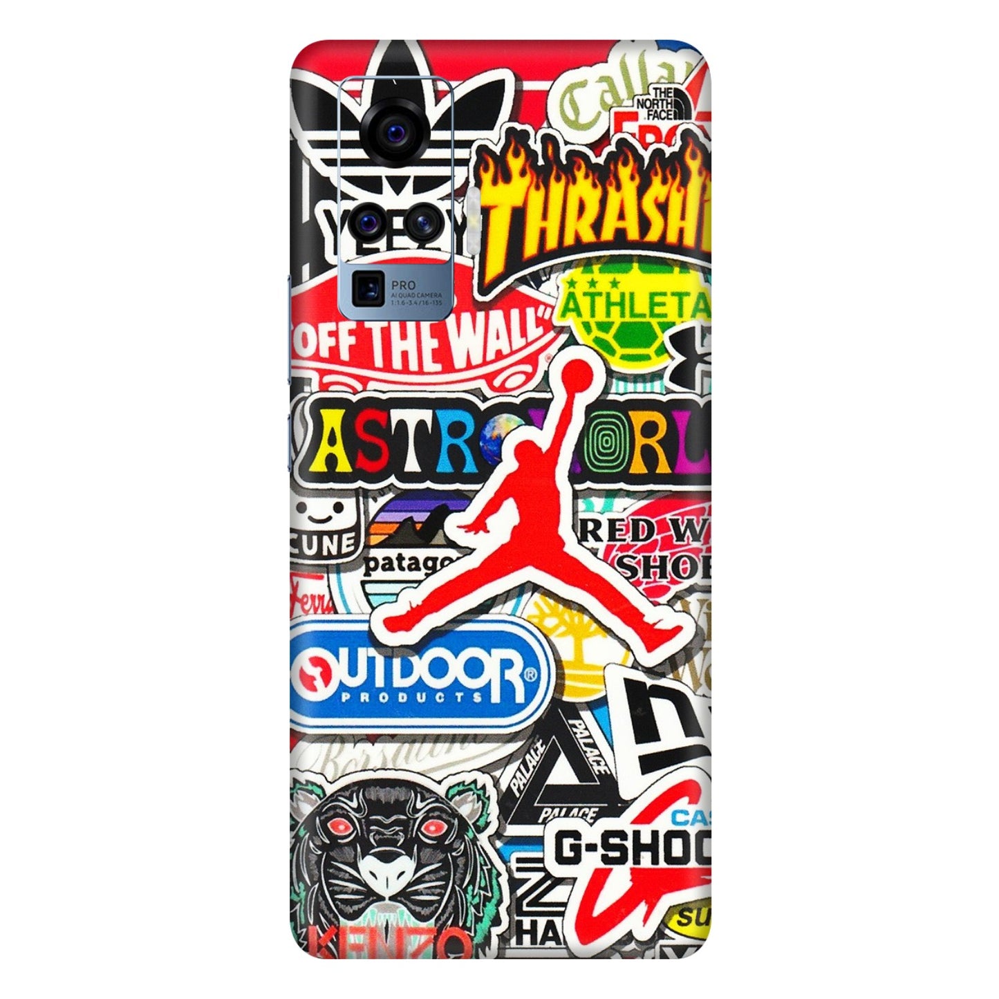 VIVO Z/V/X/T/U/S Series Phone Skins (All Models) - Multi Brands Sticker Graffiti - 3D Embossed Finish (L-37) Vivo X50 Pro