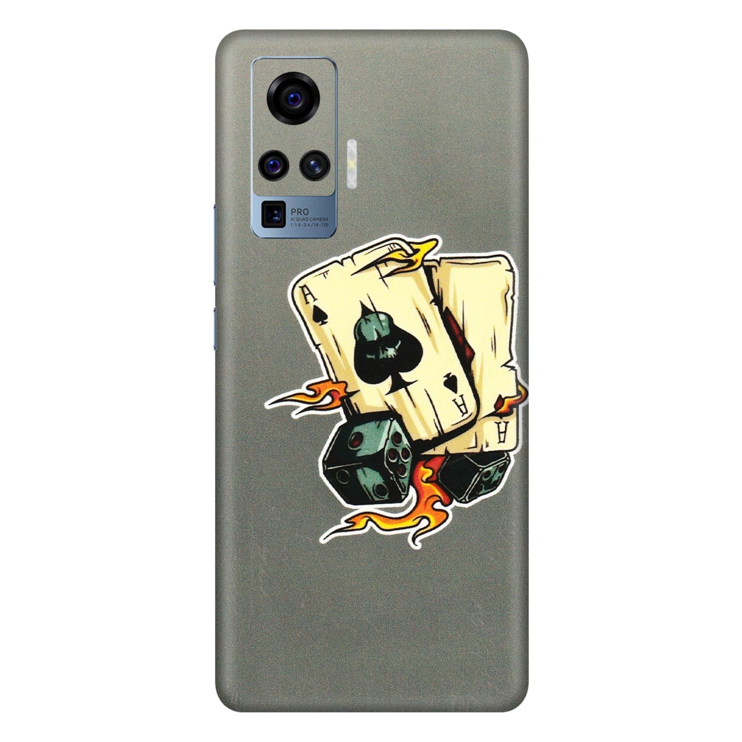 VIVO Z/V/X/T/U/S Series Phone Skins (All Models) - Grey Cards Of Ace - 3D Embossed Finish (L-77) Vivo X50 Pro