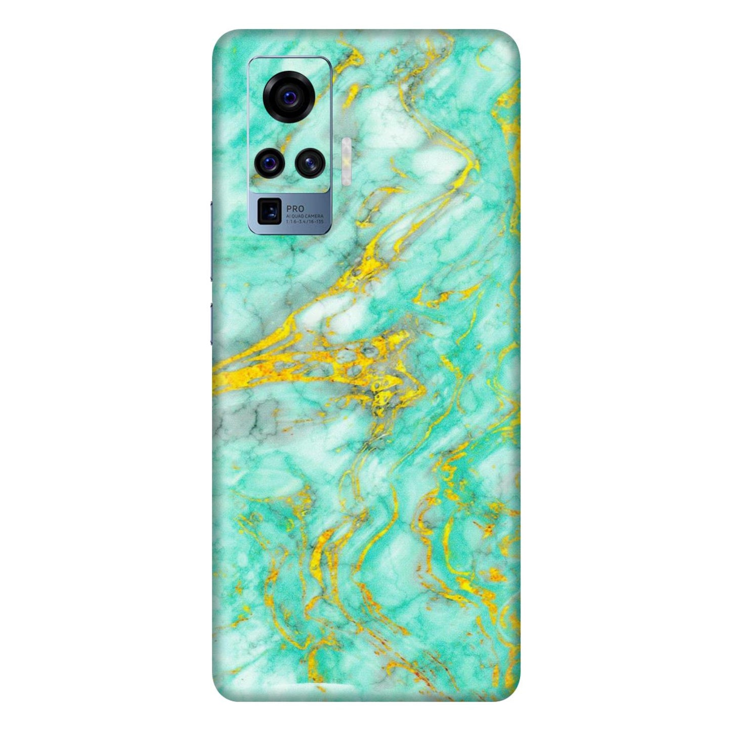 VIVO Z/V/X/T/U/S Series Phone Skins (All Models) - Green And Gold Marble Feel - Matte Finish (M-16) Vivo X50 Pro