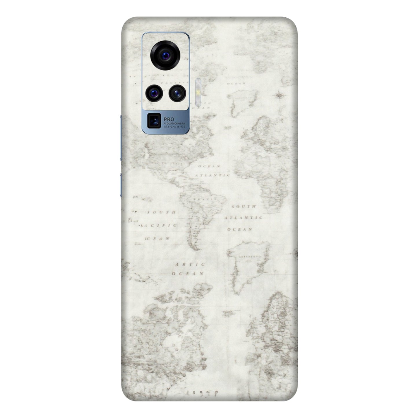 VIVO Z/V/X/T/U/S Series Phone Skins (All Models) - World Travel Map - Transparent Finish (T-04) Vivo X50 Pro
