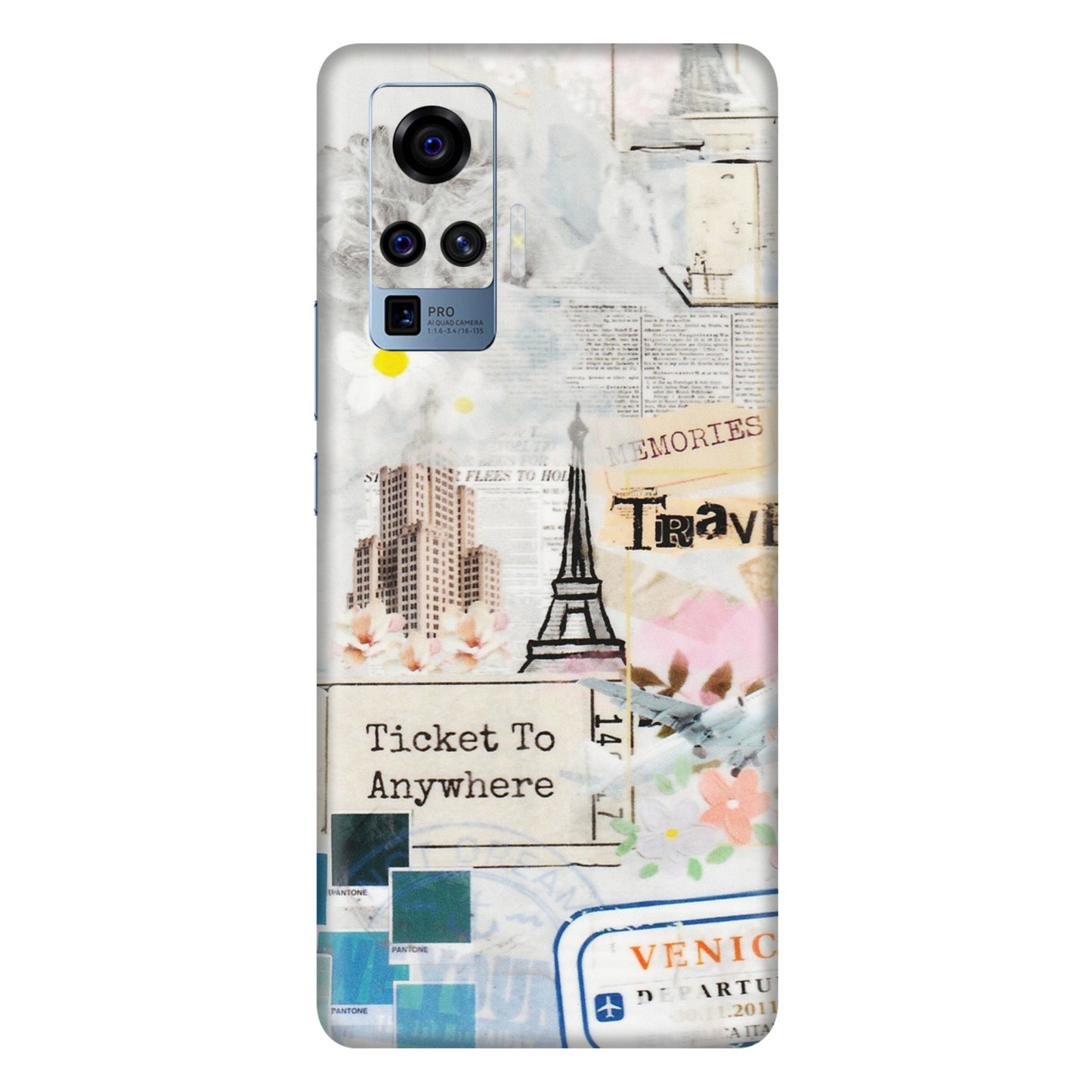VIVO Z/V/X/T/U/S Series Phone Skins (All Models) - Travel Memories - Transparent Finish (T-09) Vivo X50 Pro