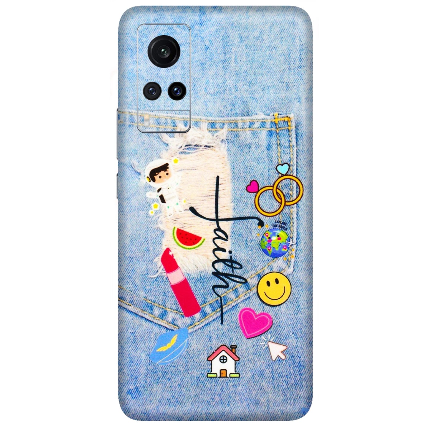 VIVO Z/V/X/T/U/S Series Phone Skins (All Models) - Denim Jeans Pocket - 3D Embossed Finish (L-134) Vivo X60