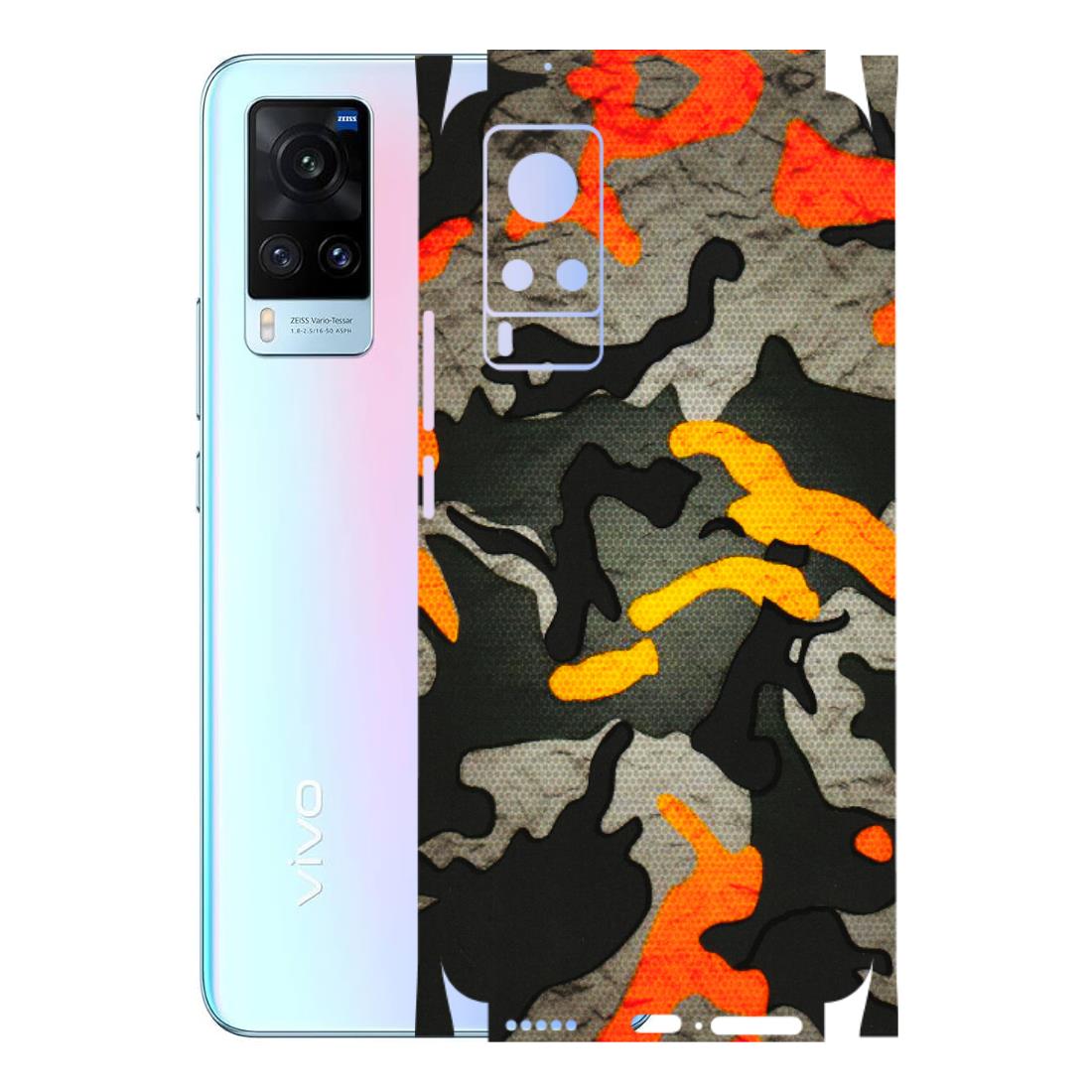 VIVO Z/V/X/T/U/S Series Phone Skins (All Models) - Orange Camouflage - 3D Embossed Finish (L-204) Vivo X60