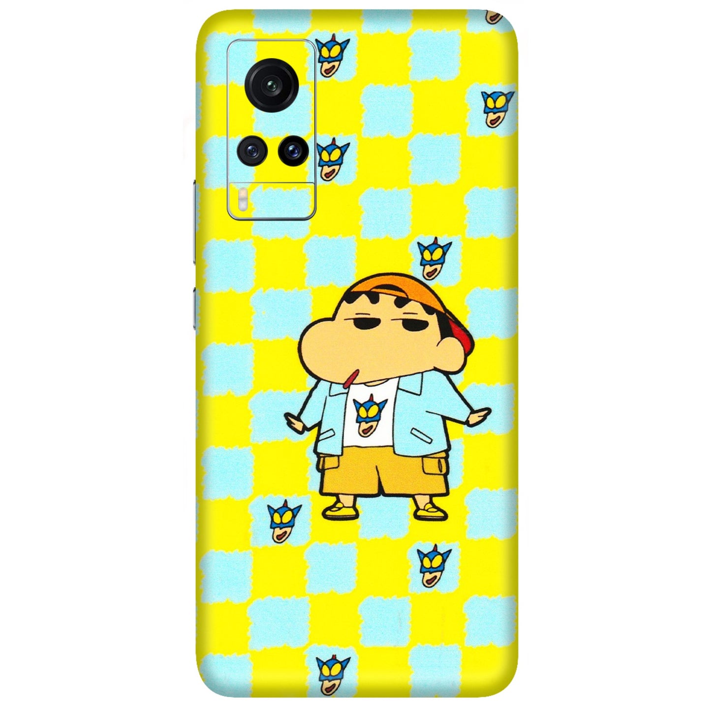 VIVO Z/V/X/T/U/S Series Phone Skins (All Models) - Yellow Blue Shinchan Cute - 3D Embossed Finish (L-221) Vivo X60