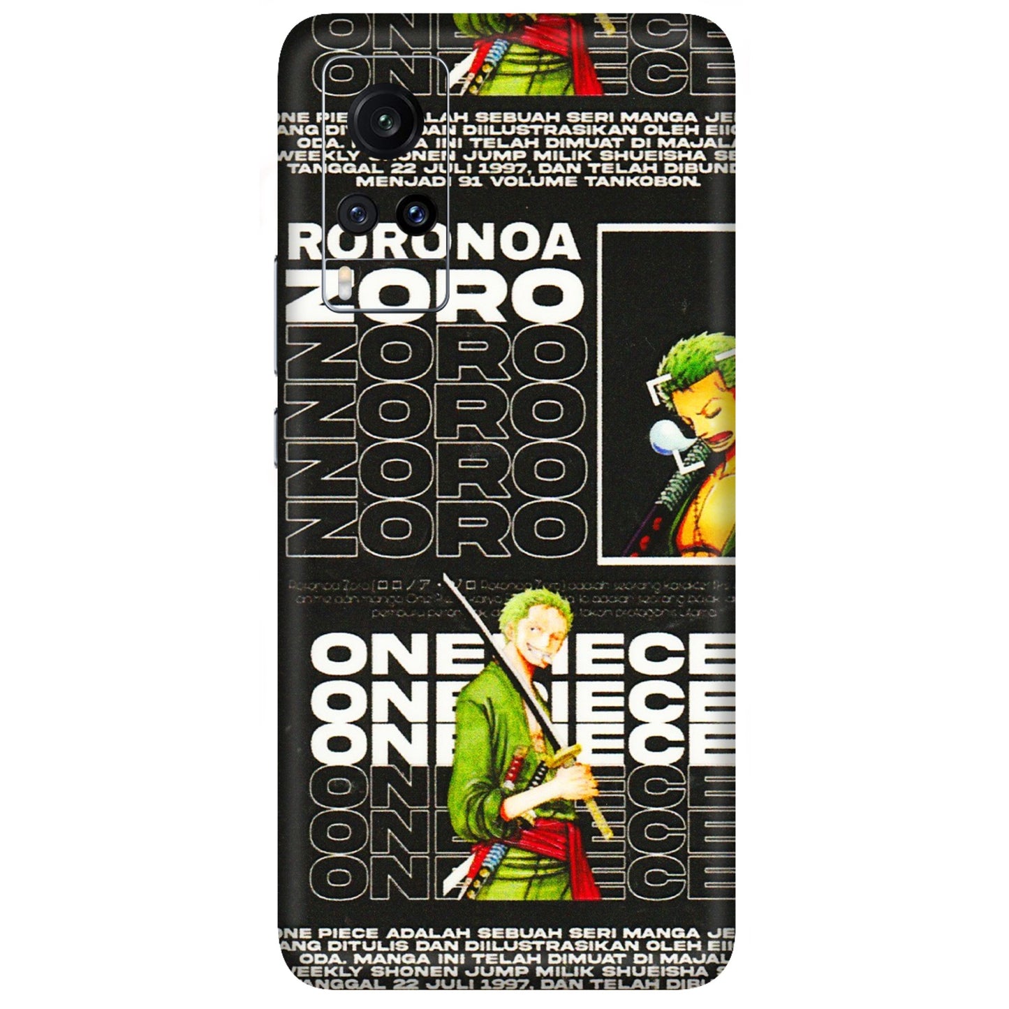 VIVO Z/V/X/T/U/S Series Phone Skins (All Models) - One Piece Zoro - 3D Embossed Finish (L-250) Vivo X60