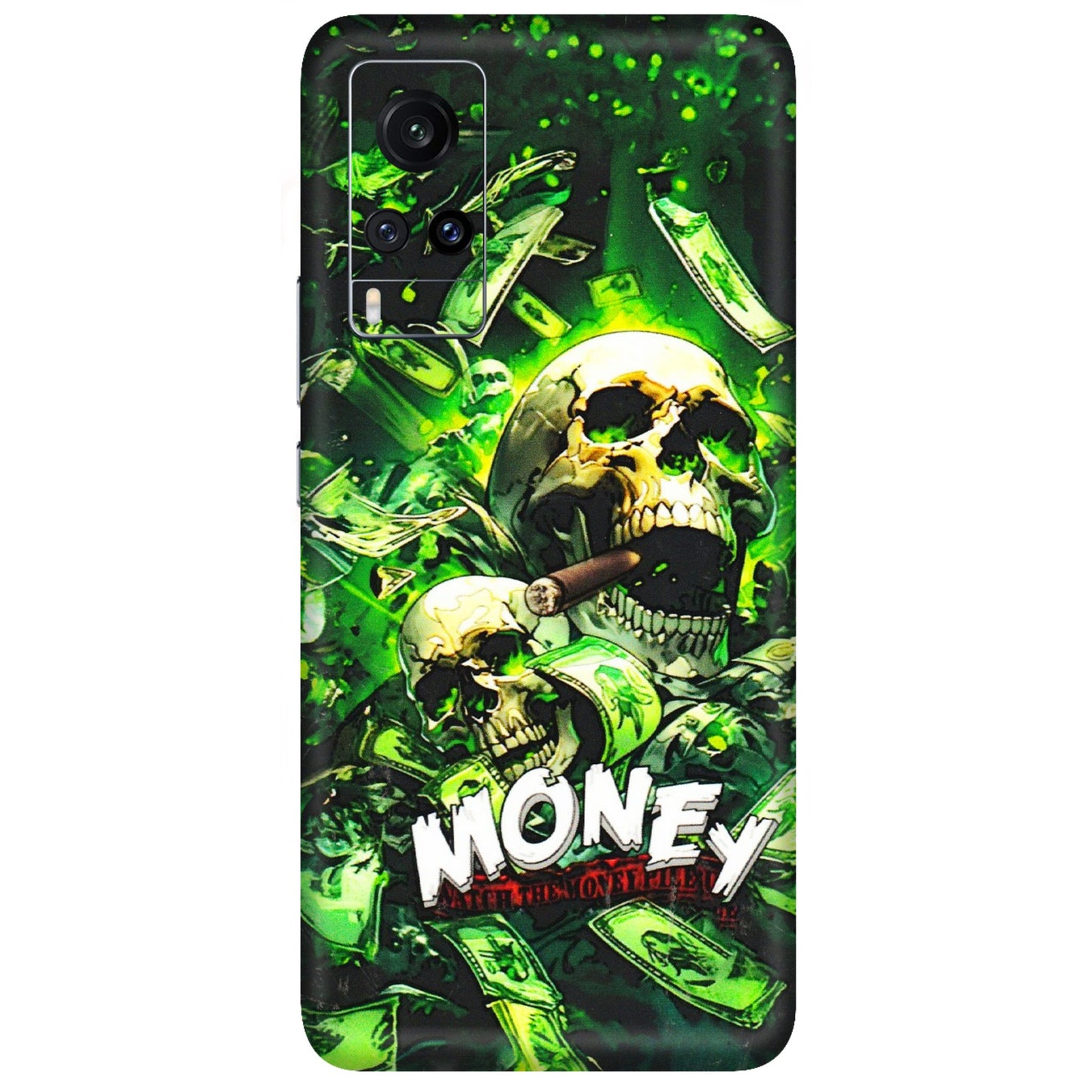 VIVO Z/V/X/T/U/S Series Phone Skins (All Models) - Skull Money - 3D Embossed Finish (L-303) Vivo X60