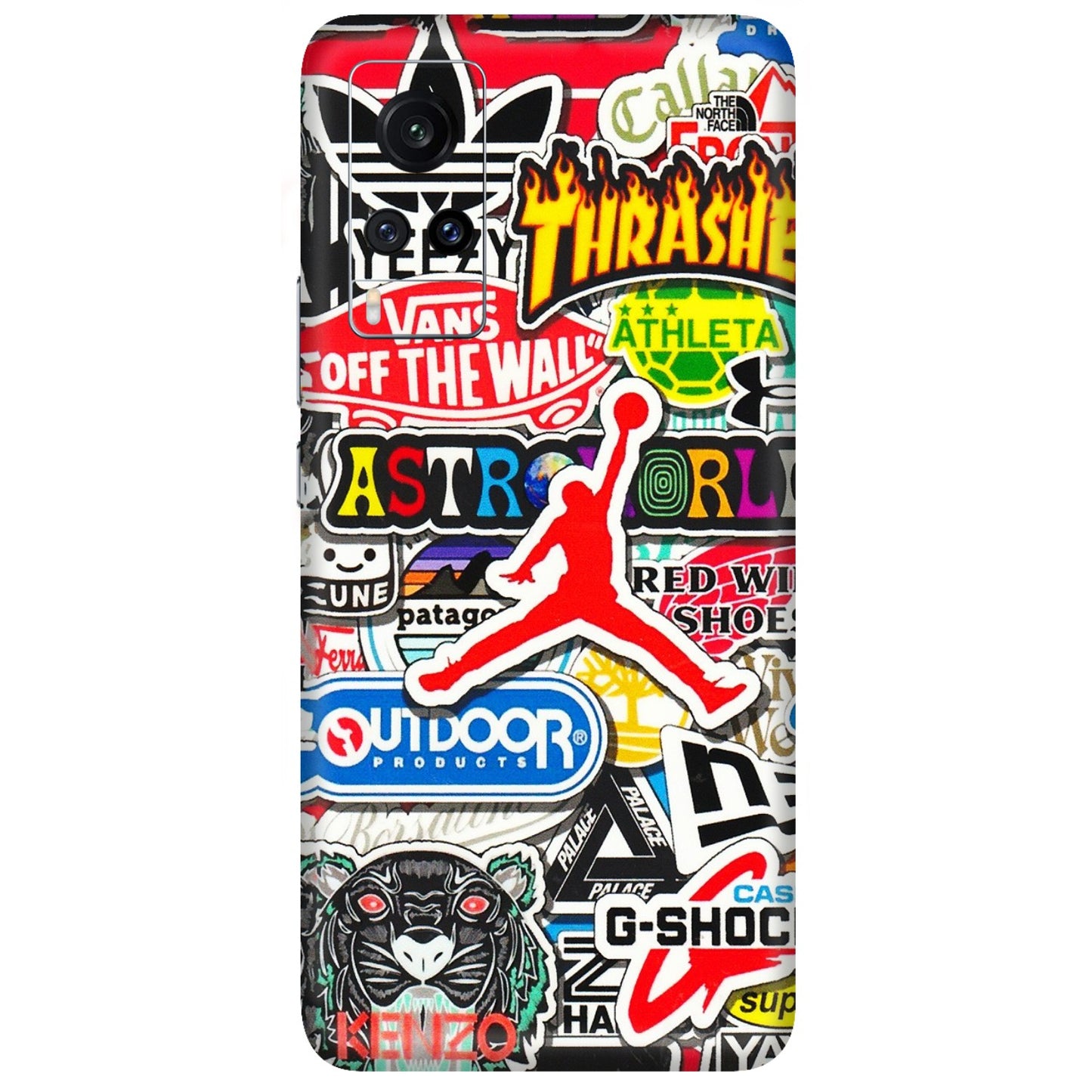 VIVO Z/V/X/T/U/S Series Phone Skins (All Models) - Multi Brands Sticker Graffiti - 3D Embossed Finish (L-37) Vivo X60