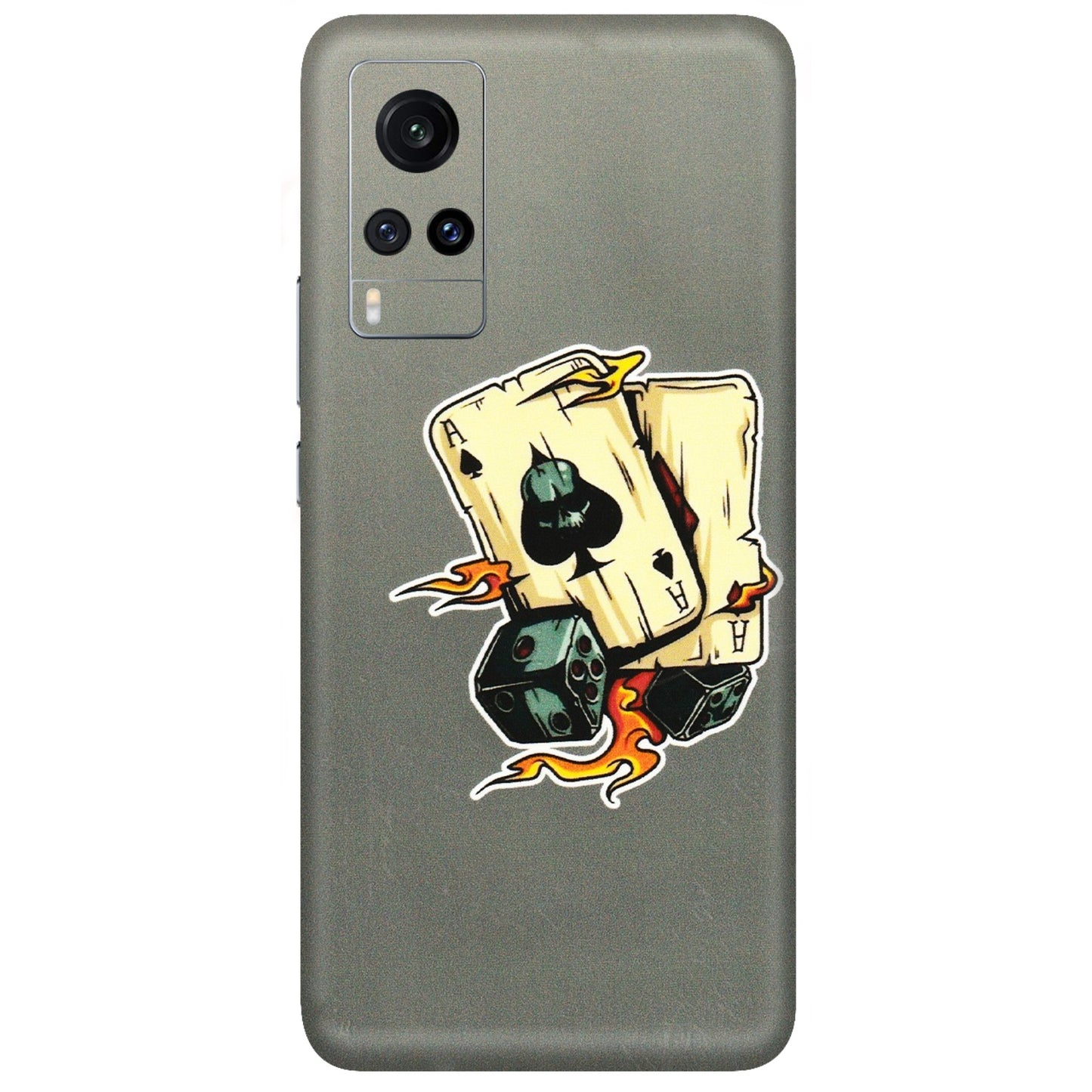 VIVO Z/V/X/T/U/S Series Phone Skins (All Models) - Grey Cards Of Ace - 3D Embossed Finish (L-77) Vivo X60