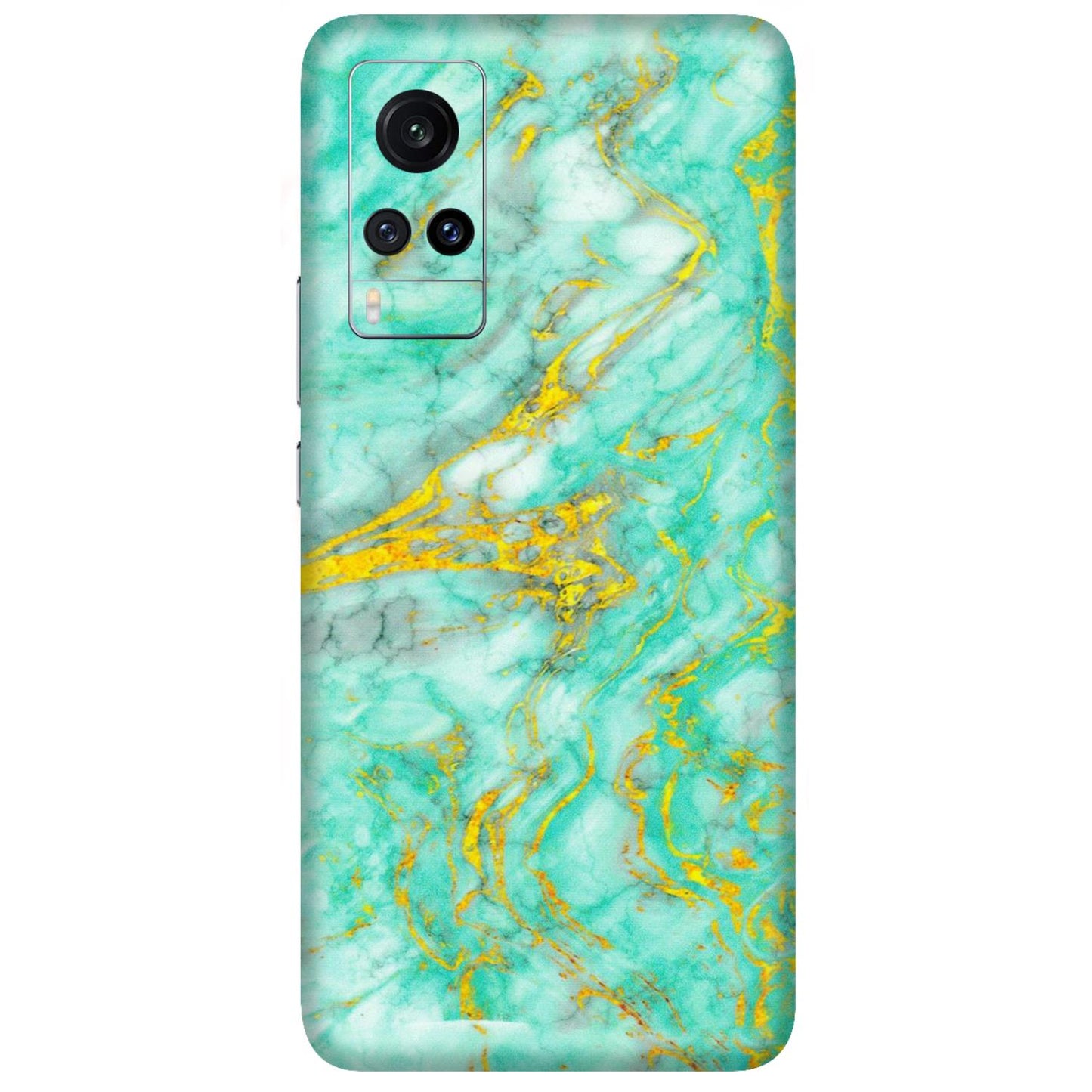 VIVO Z/V/X/T/U/S Series Phone Skins (All Models) - Green And Gold Marble Feel - Matte Finish (M-16) Vivo X60
