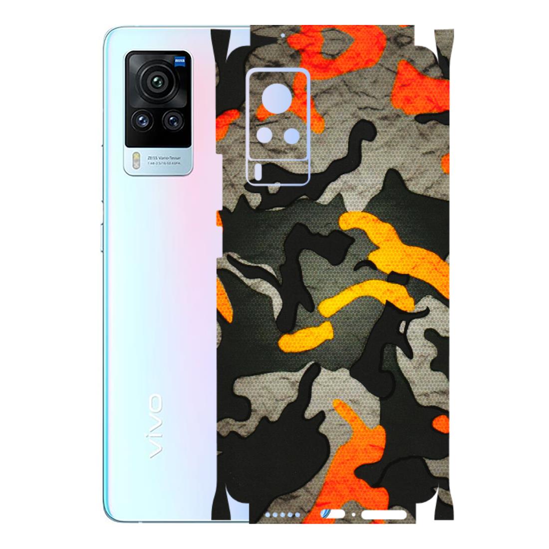 VIVO Z/V/X/T/U/S Series Phone Skins (All Models) - Orange Camouflage - 3D Embossed Finish (L-204) Vivo X60 Pro