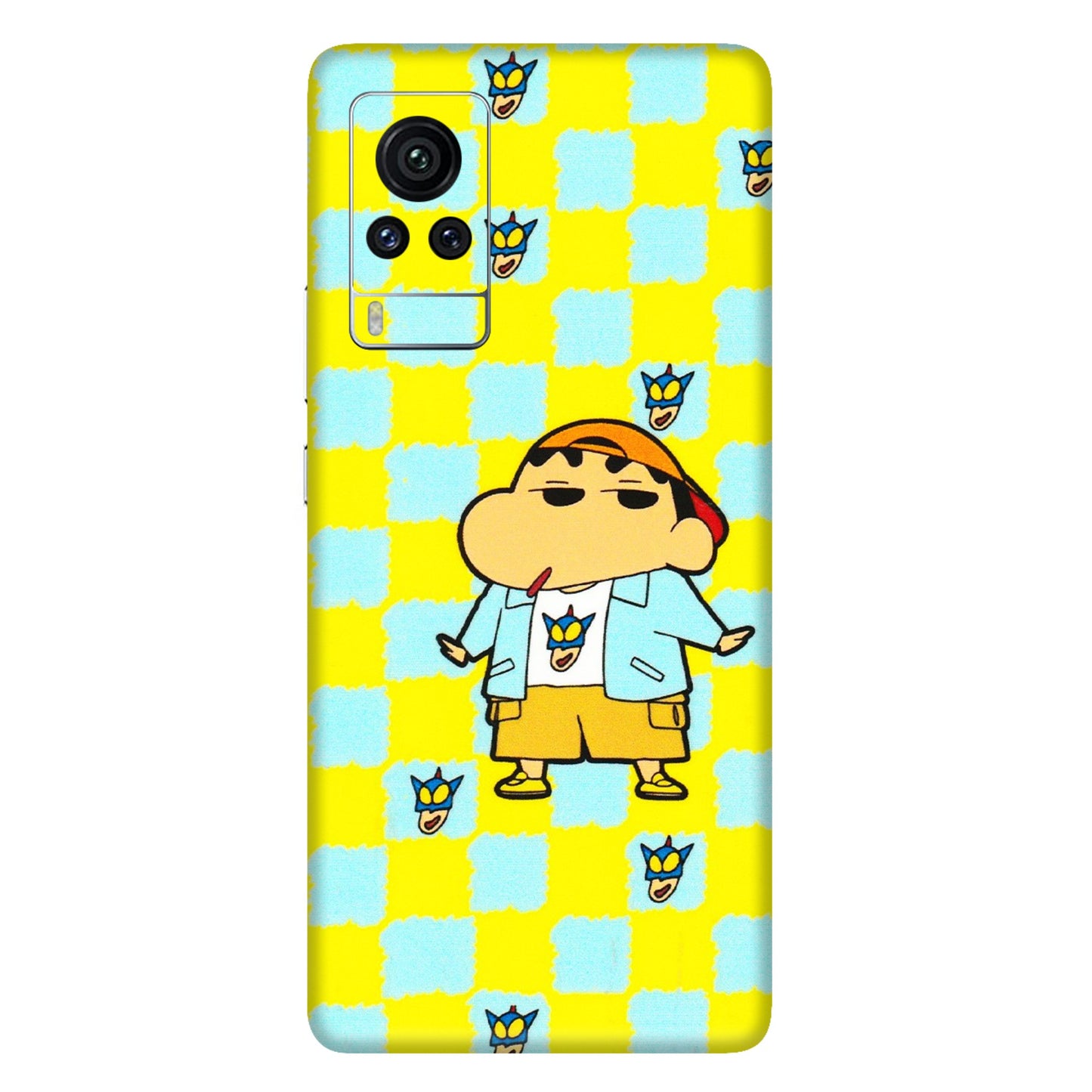 VIVO Z/V/X/T/U/S Series Phone Skins (All Models) - Yellow Blue Shinchan Cute - 3D Embossed Finish (L-221) Vivo X60 Pro