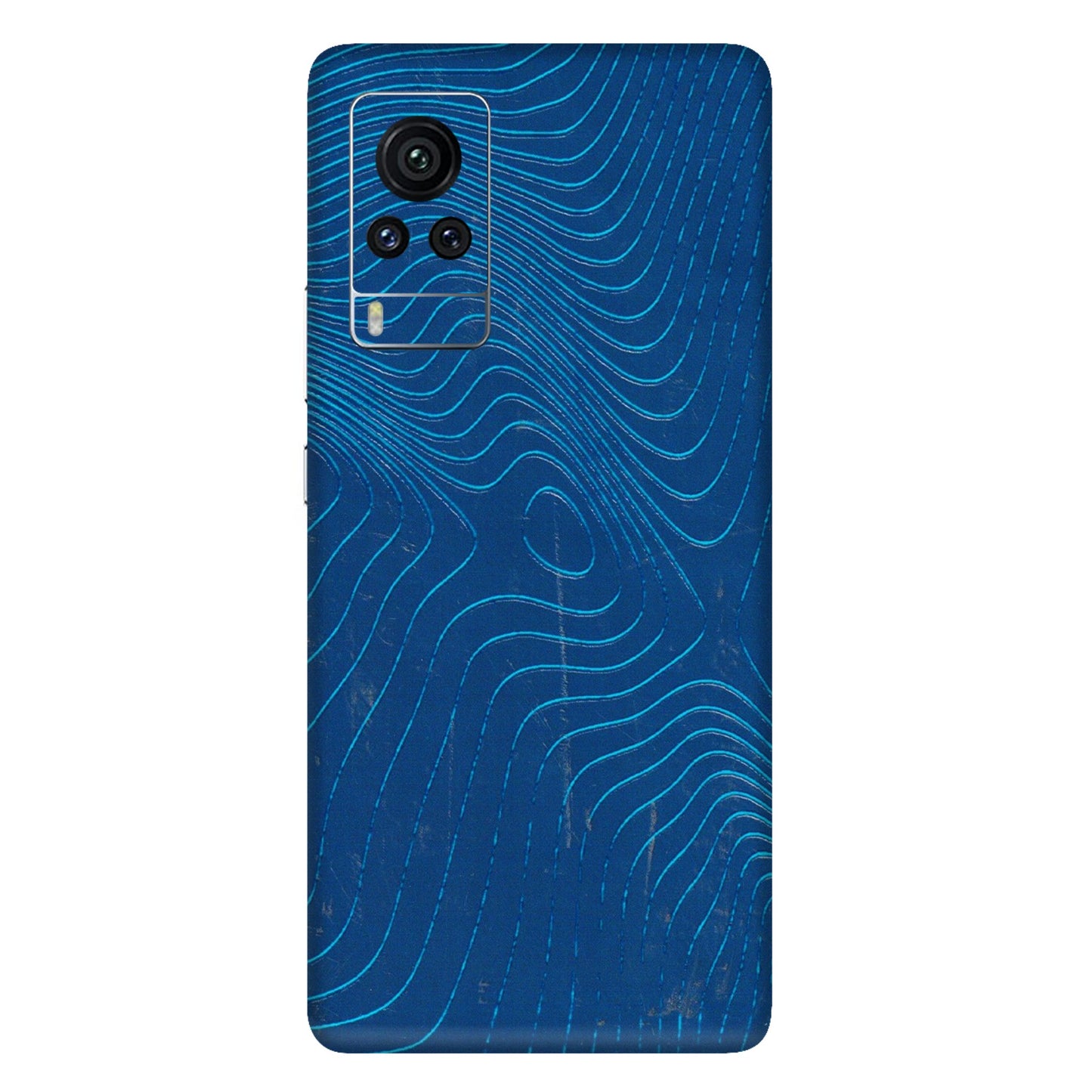 VIVO Z/V/X/T/U/S Series Phone Skins (All Models) - Abstract Blue Line Map - 3D Embossed Finish (L-272) Vivo X60 Pro