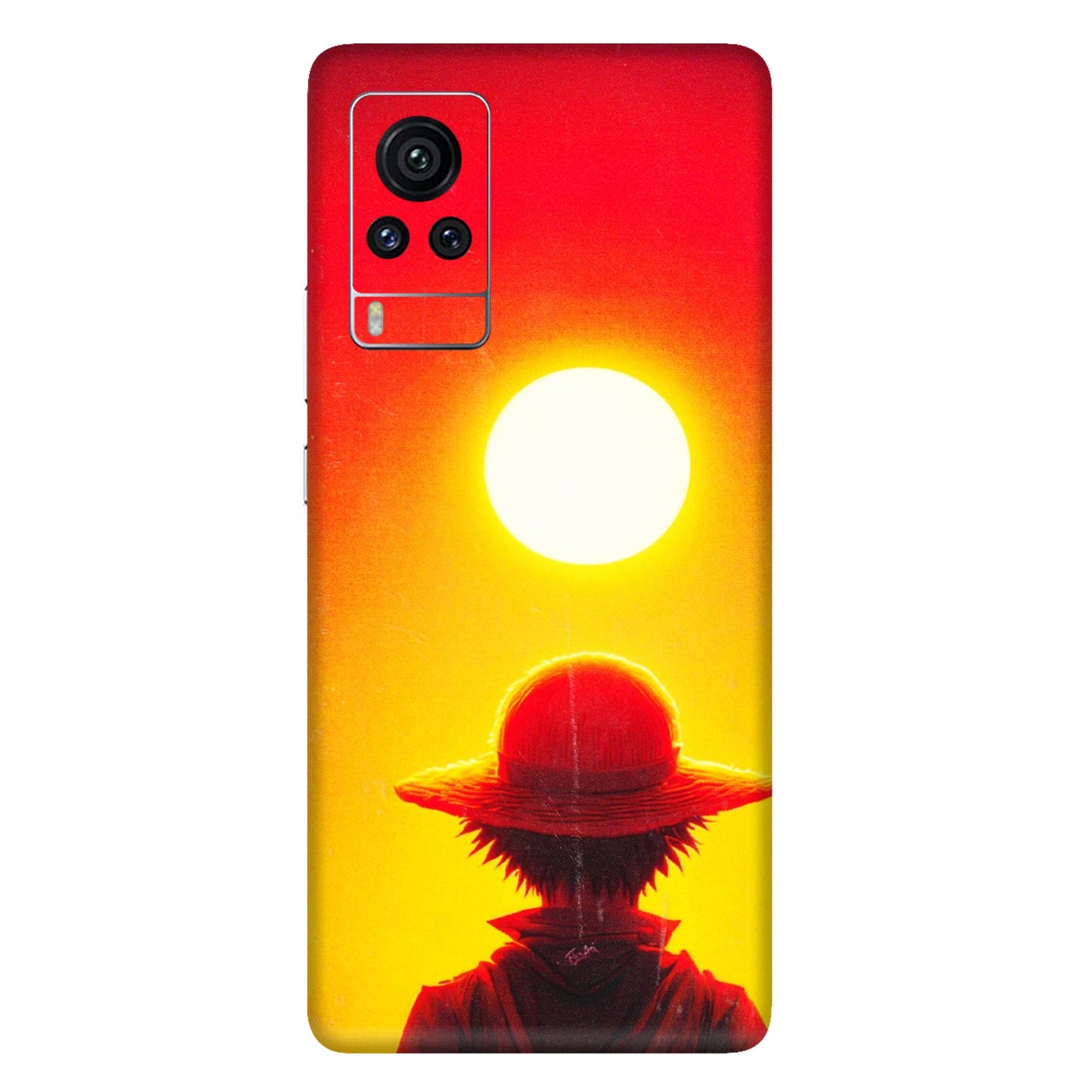 VIVO Z/V/X/T/U/S Series Phone Skins (All Models) - Cool Sunset With Monkey D.Luffy Anime - 3D Embossed Finish (L-329) Vivo X60 Pro