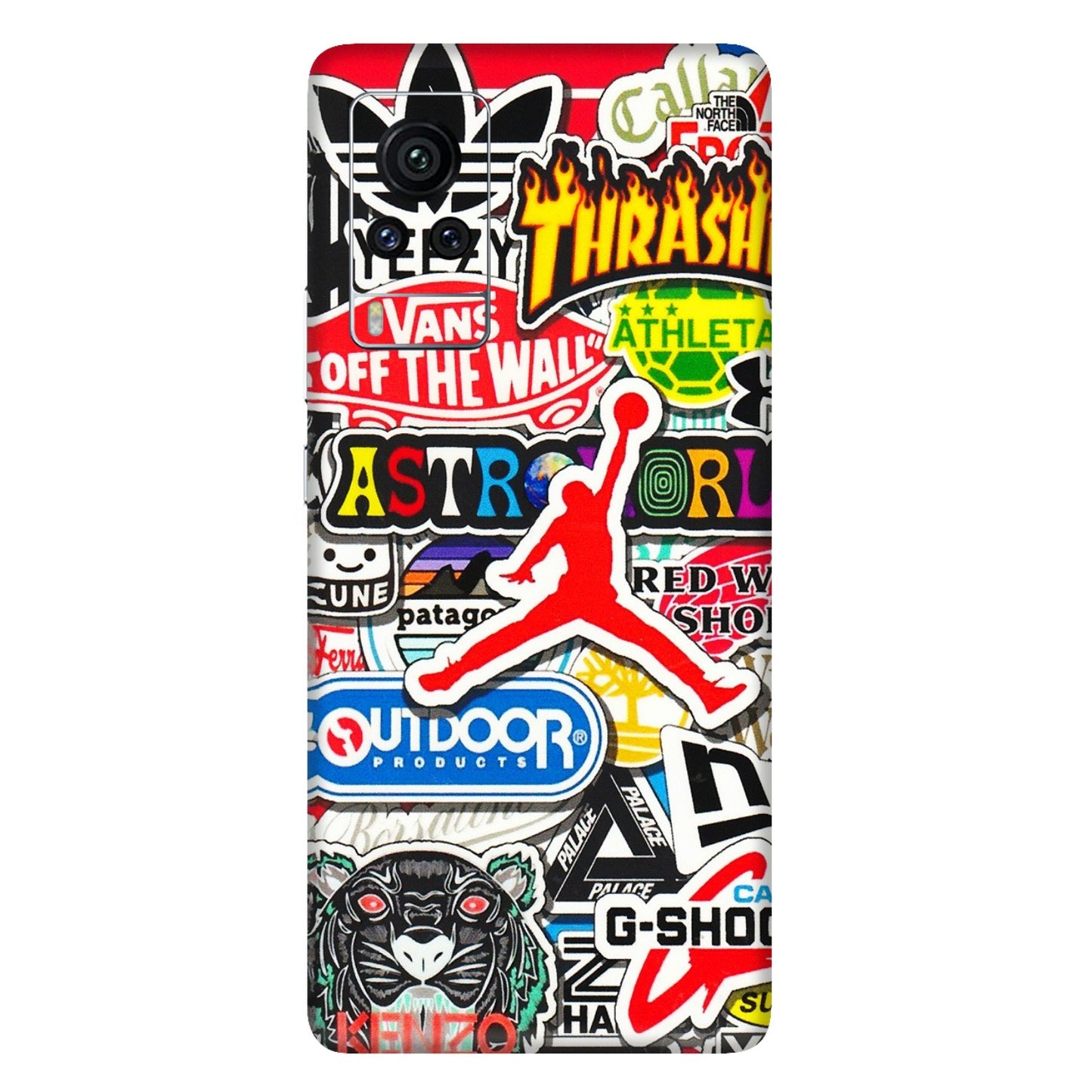 VIVO Z/V/X/T/U/S Series Phone Skins (All Models) - Multi Brands Sticker Graffiti - 3D Embossed Finish (L-37) Vivo X60 Pro