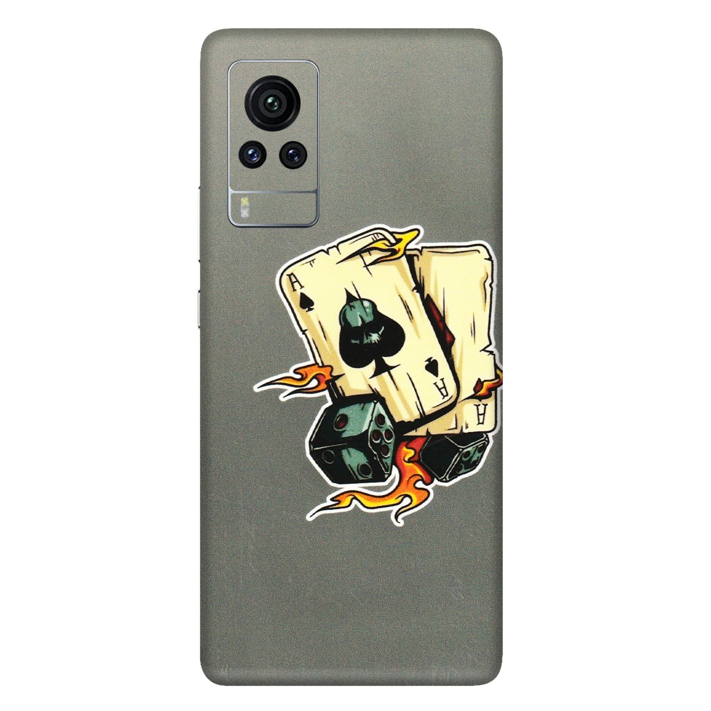 VIVO Z/V/X/T/U/S Series Phone Skins (All Models) - Grey Cards Of Ace - 3D Embossed Finish (L-77) Vivo X60 Pro