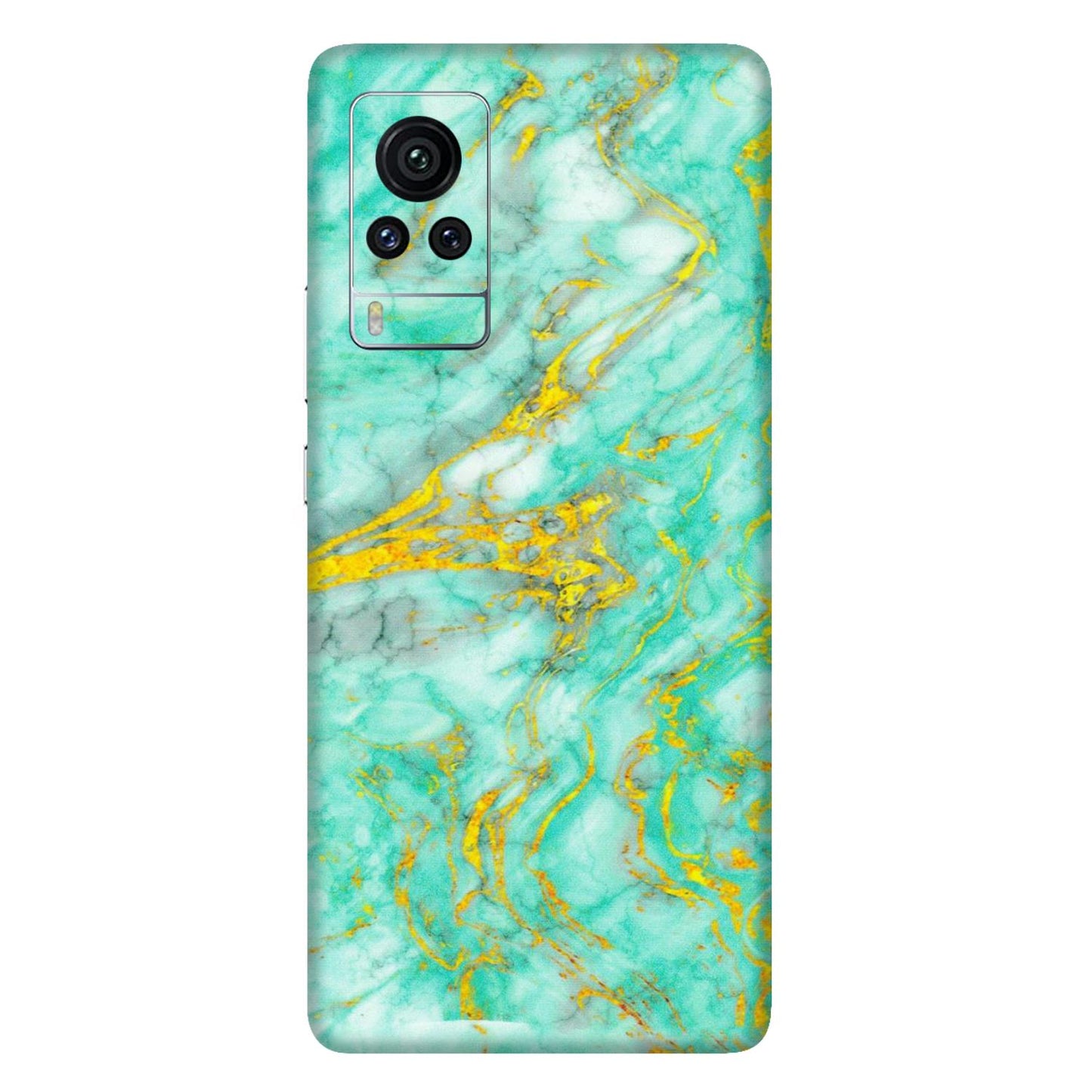 VIVO Z/V/X/T/U/S Series Phone Skins (All Models) - Green And Gold Marble Feel - Matte Finish (M-16) Vivo X60 Pro