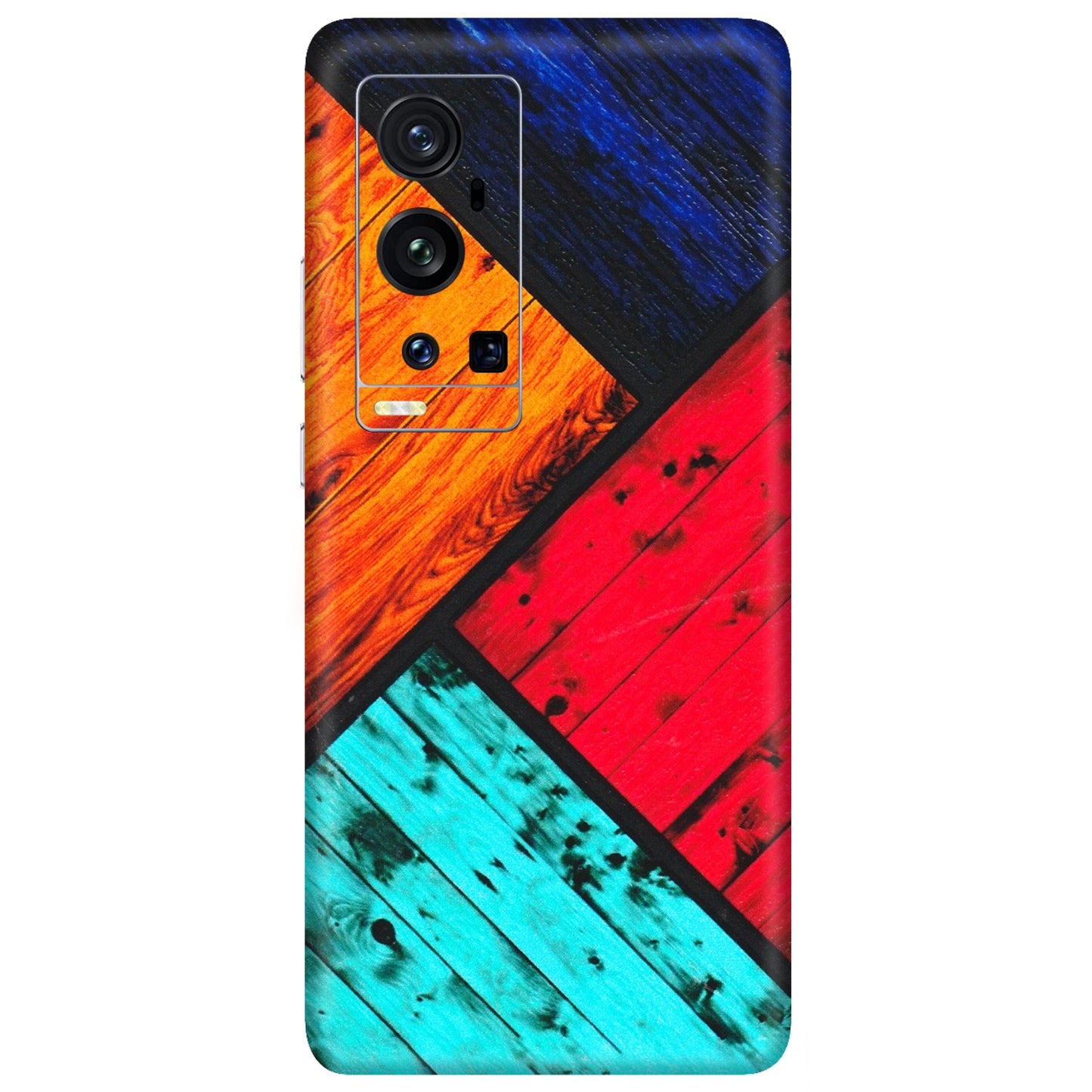 VIVO Z/V/X/T/U/S Series Phone Skins (All Models) - Colourful Wood Panels Abstract - 3D Embossed Finish (L-09) Vivo X60 Pro Plus