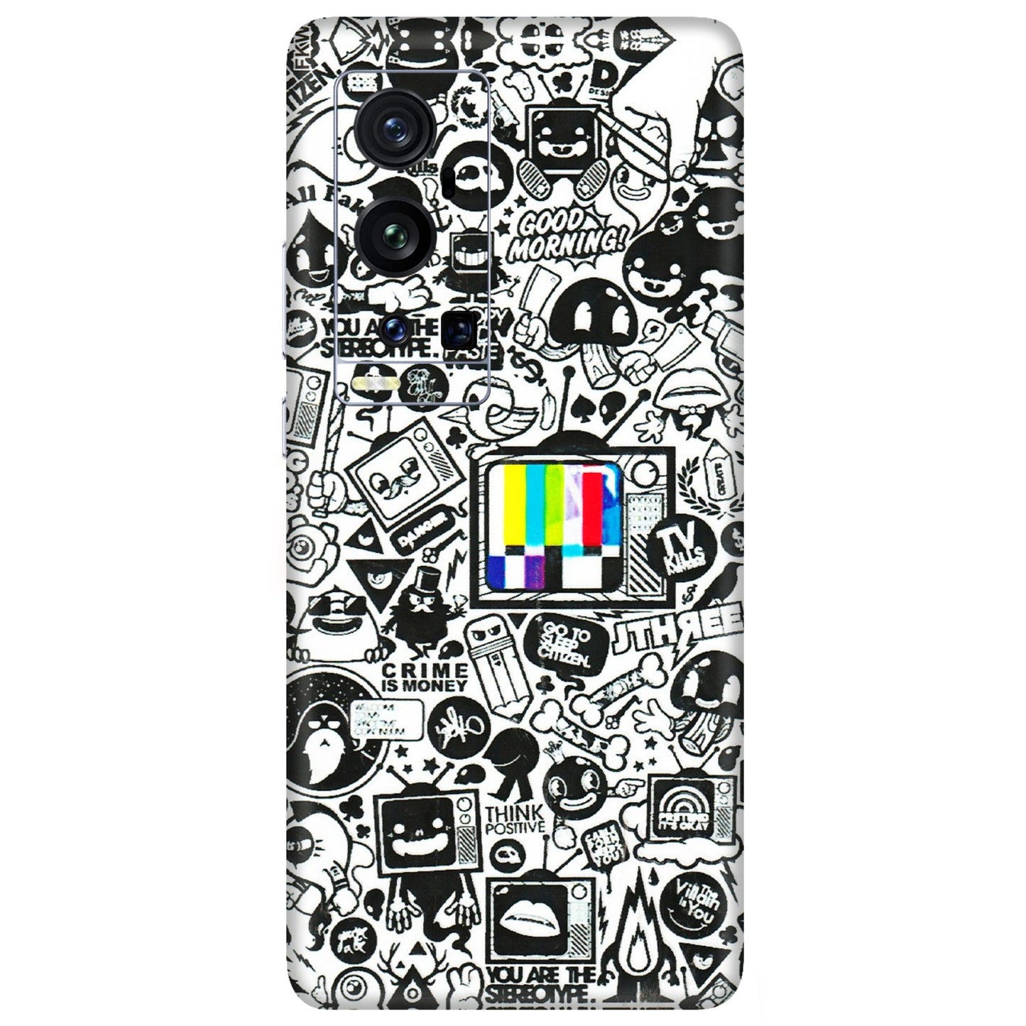 VIVO Z/V/X/T/U/S Series Phone Skins (All Models) - Doodles Positive Art - 3D Embossed Finish (L-263) Vivo X60 Pro Plus