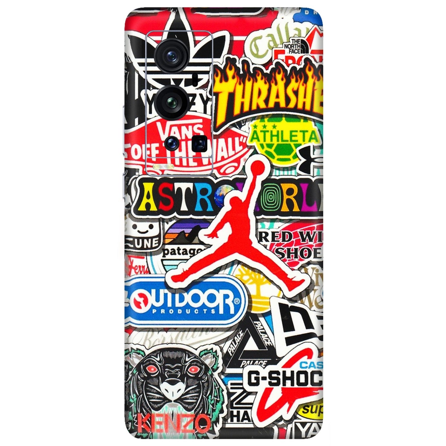 VIVO Z/V/X/T/U/S Series Phone Skins (All Models) - Multi Brands Sticker Graffiti - 3D Embossed Finish (L-37) Vivo X60 Pro Plus