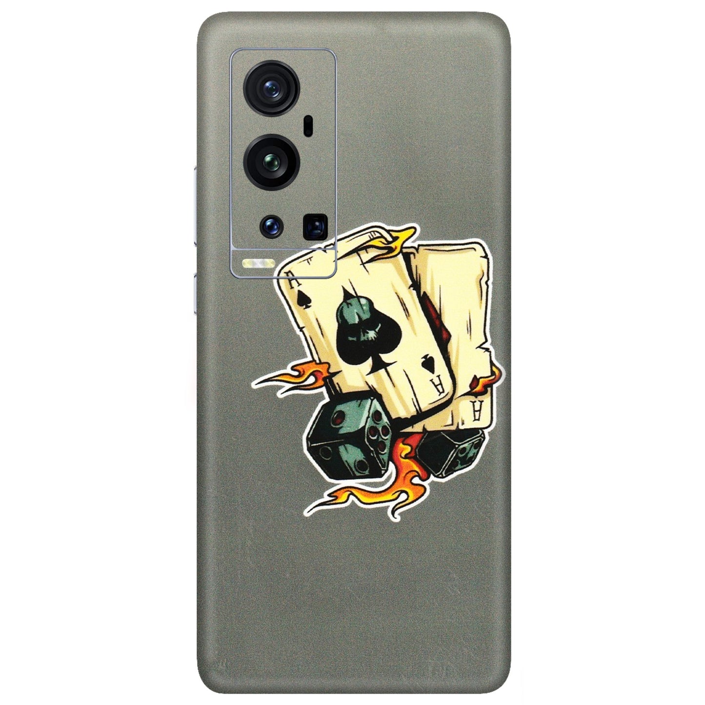 VIVO Z/V/X/T/U/S Series Phone Skins (All Models) - Grey Cards Of Ace - 3D Embossed Finish (L-77) Vivo X60 Pro Plus