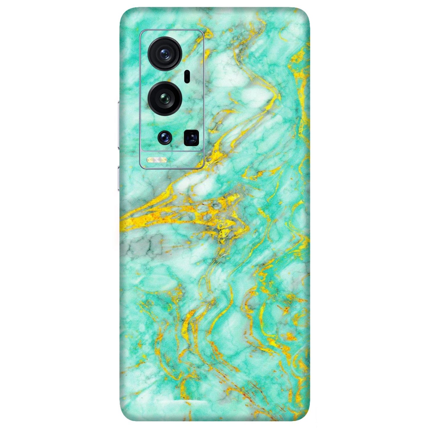 VIVO Z/V/X/T/U/S Series Phone Skins (All Models) - Green And Gold Marble Feel - Matte Finish (M-16) Vivo X60 Pro Plus