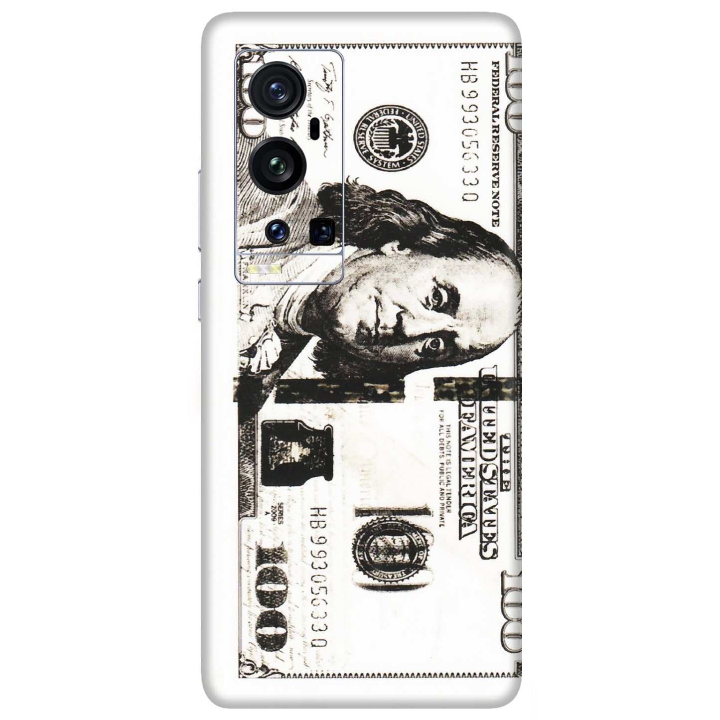 VIVO Z/V/X/T/U/S Series Phone Skins (All Models) - 100 Dollar Currency - Transparent Finish (T-01) Vivo X60 Pro Plus
