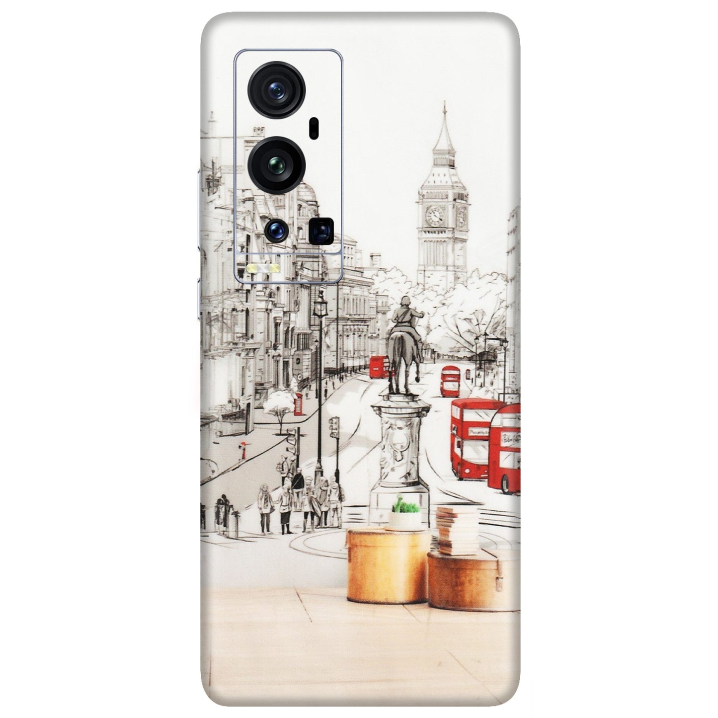 VIVO Z/V/X/T/U/S Series Phone Skins (All Models) - London Street - Transparent Finish (T-02) Vivo X60 Pro Plus