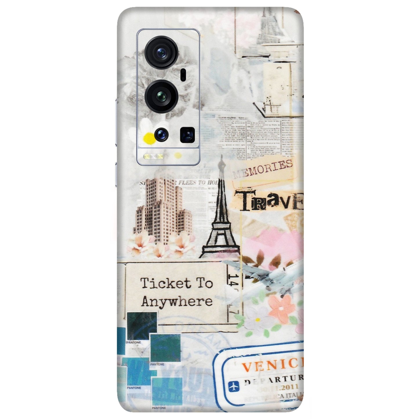 VIVO Z/V/X/T/U/S Series Phone Skins (All Models) - Travel Memories - Transparent Finish (T-09) Vivo X60 Pro Plus