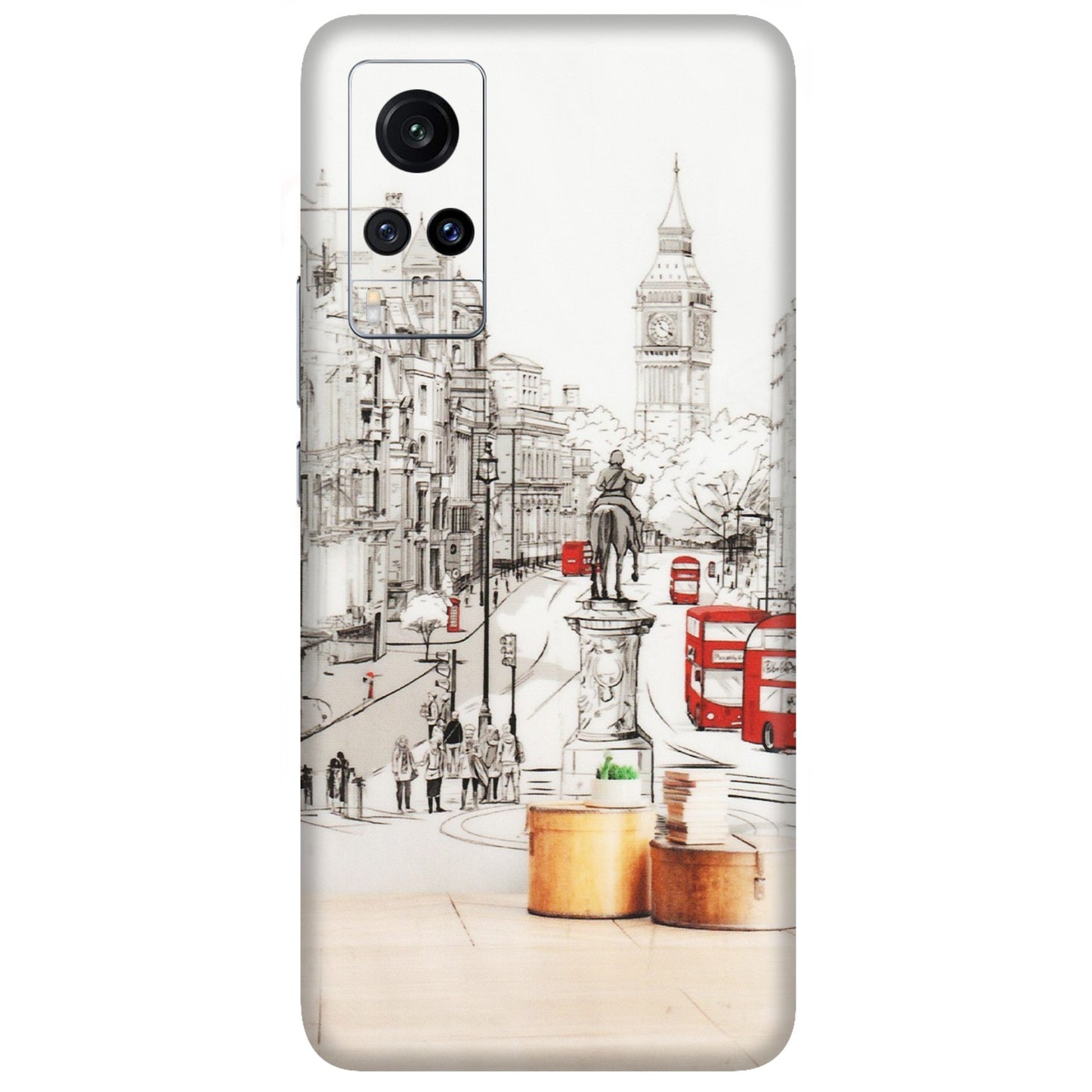 VIVO Z/V/X/T/U/S Series Phone Skins (All Models) - London Street - Transparent Finish (T-02) Vivo X60