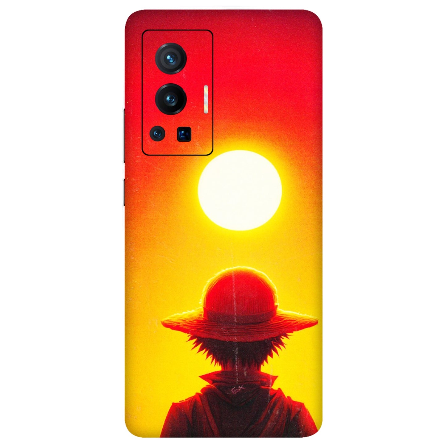 VIVO Z/V/X/T/U/S Series Phone Skins (All Models) - Cool Sunset With Monkey D.Luffy Anime - 3D Embossed Finish (L-329) Vivo X70 Pro (5G)