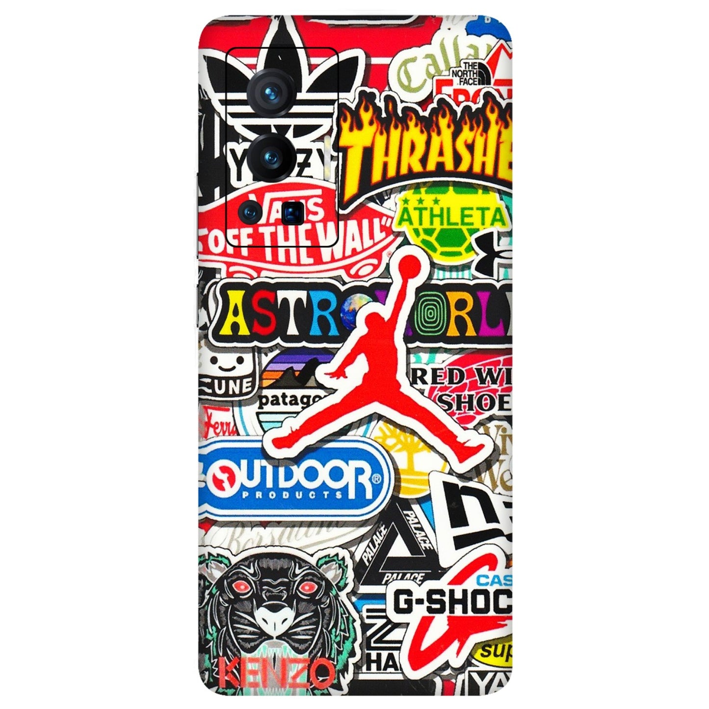 VIVO Z/V/X/T/U/S Series Phone Skins (All Models) - Multi Brands Sticker Graffiti - 3D Embossed Finish (L-37) Vivo X70 Pro (5G)